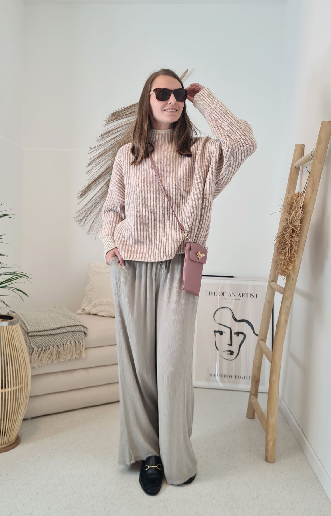EDLE HOSE INESSA BEIGE Viskose Hose Made in Italy Palazzohose PANT Musselin Art 34-40 EDLE HOSE INESSA BEIGE Viskose Hose Made in Italy Palazzohose PANT Musselin Art 34-40