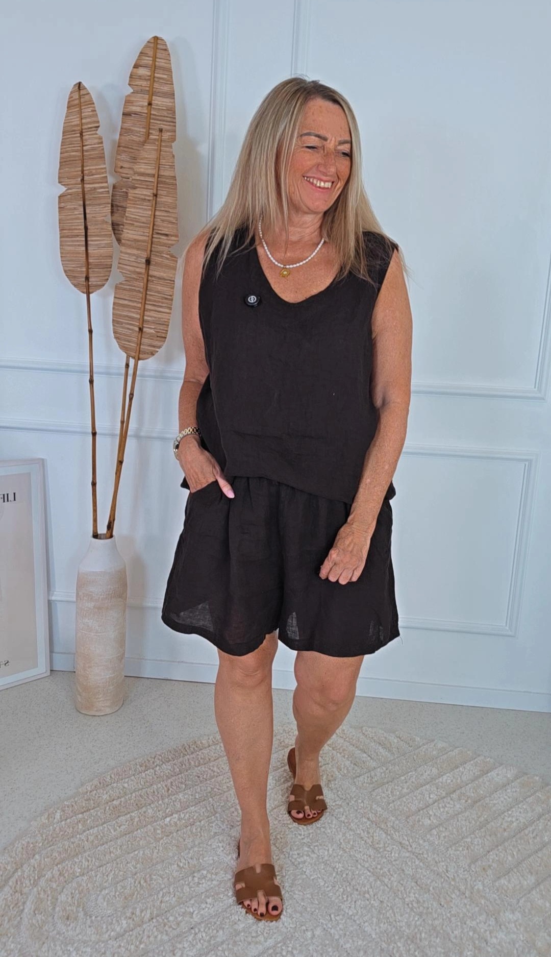 LINEN SHORTS BONITA KURZ Made in Italy 34-42 Leinenshort