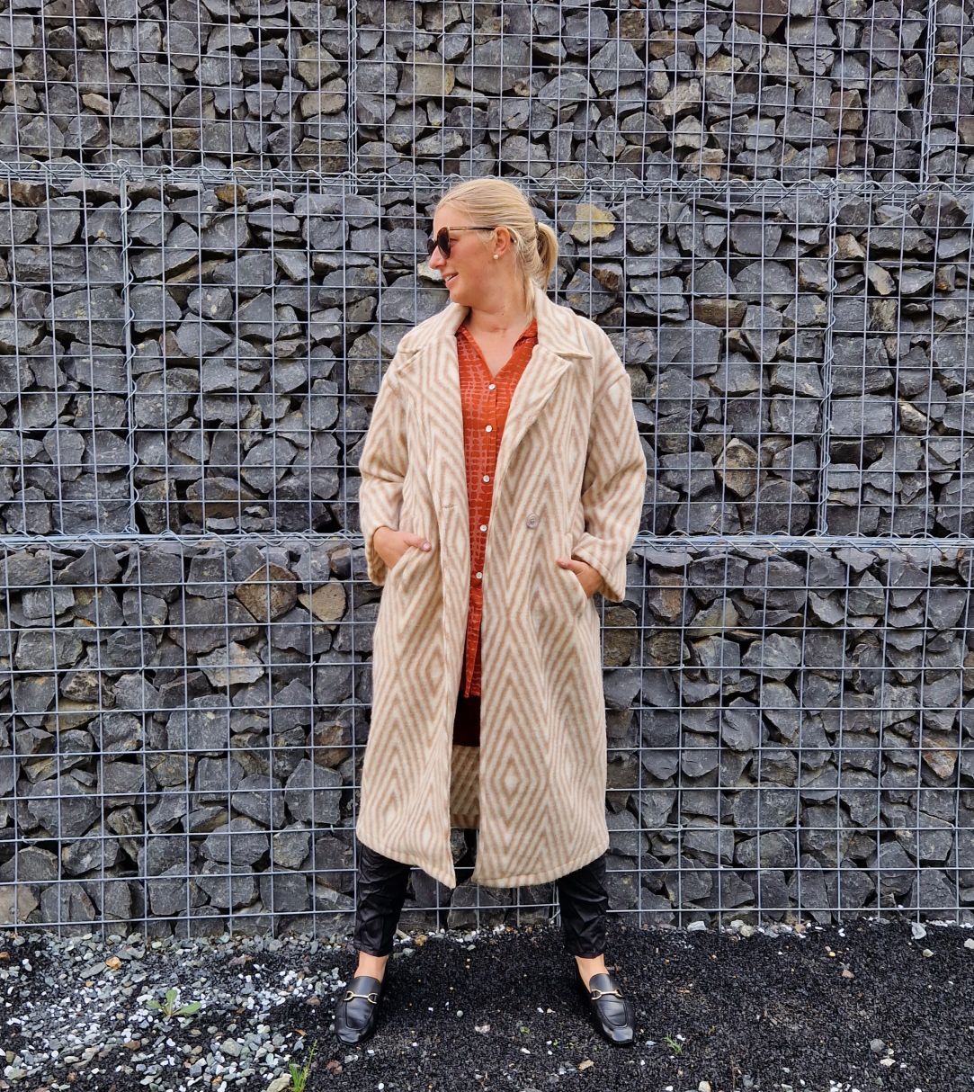 WOLL MANTEL MERLE STRIPES BEIGE 36-42 Made in Italy Winter Jacke Fleece Mantel COAT WOLL MANTEL MERLE STRIPES BEIGE 36-42 Made in Italy Winter Jacke Fleece Mantel COAT
