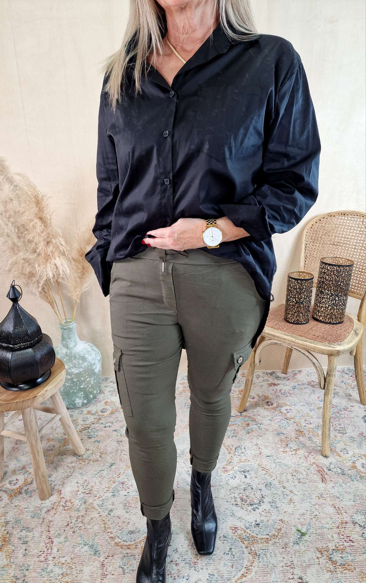 CARGO PANT RICCA KHAKI Made in Italy Cargo Hose Jogpant 34-42 Freizeithose
