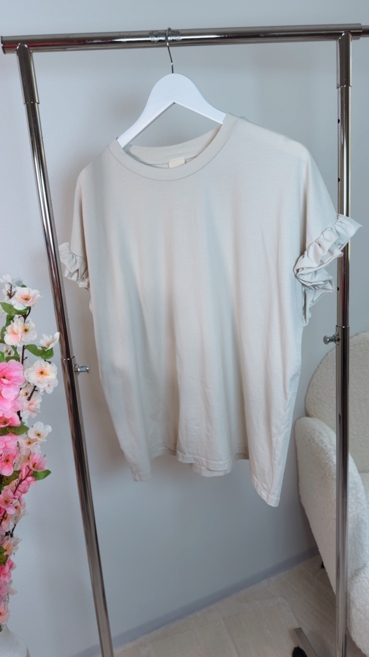 💚✨ T-Shirt Uni Rüsche Arm Elmara Made in Italy 34-42