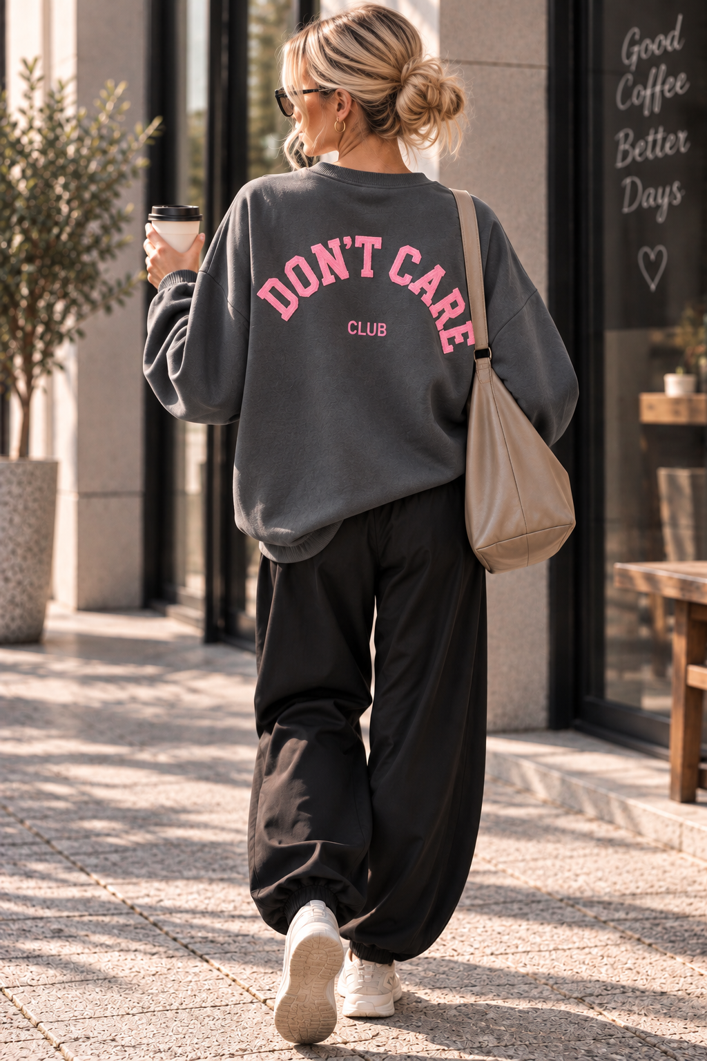 GRAU Oversize Sweatshirt „DON’T CARE CLUB“ – SW0125 I 34-42/44 I Made in Italy