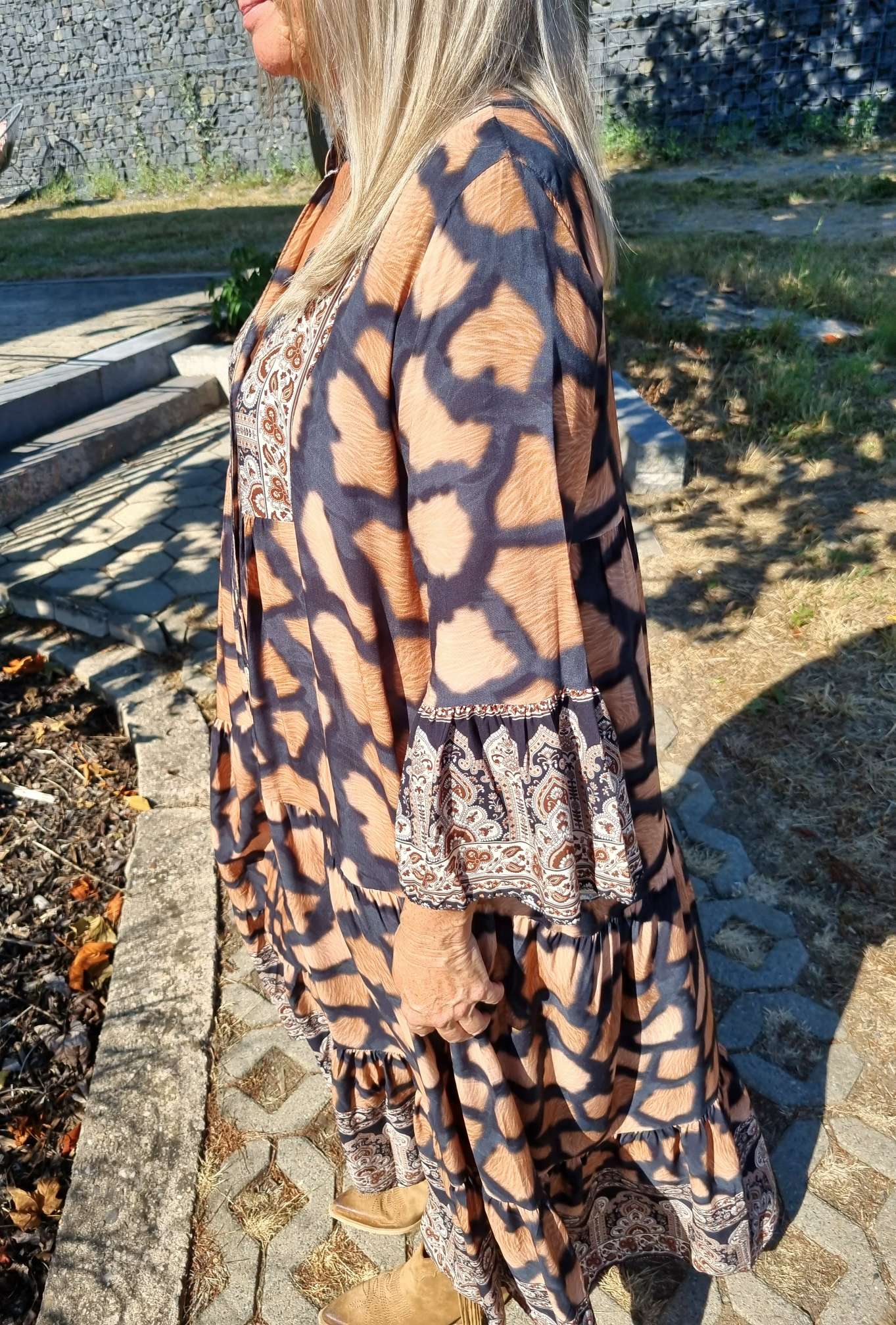 MAXI TUNIKA DRESS PAOLA BLACK 34-42 Made in Italy langes Kleid Hängerchen Tunikakleid Giraffe MAXI TUNIKA DRESS PAOLA BLACK 34-42 Made in Italy langes Kleid Hängerchen Tunikakleid Giraffe