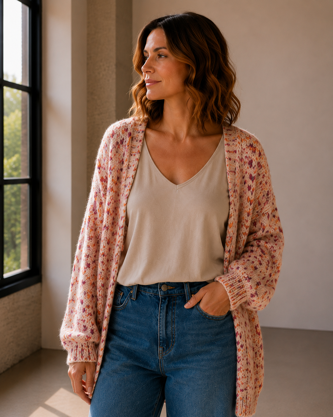 Cardigan mit Dots Kuschelig Strickjacke I NO.SJ0024 I Made in Italy 34-44/46