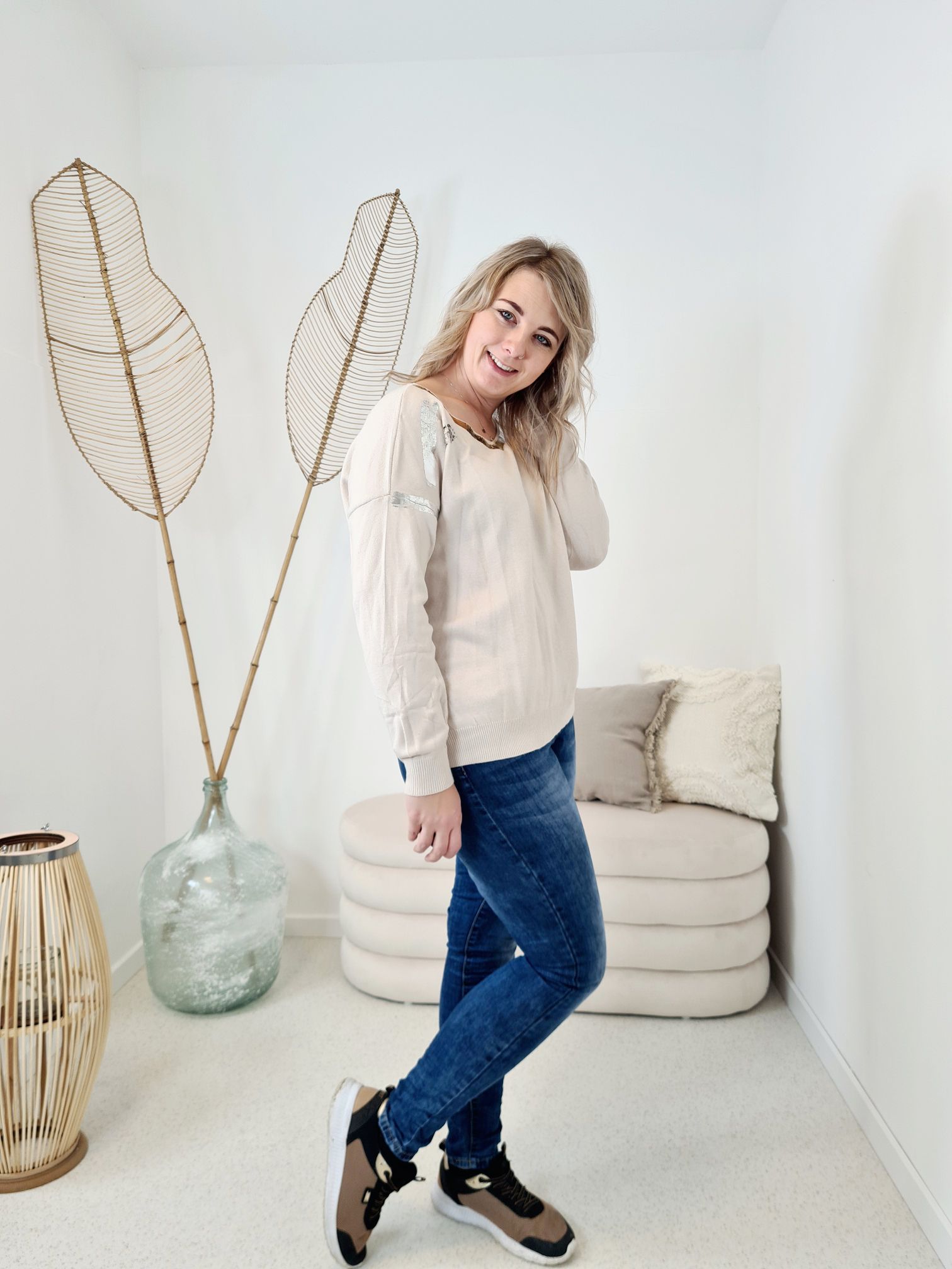LONGSLEEVE SHIRT VANESSA LEO CREME 34-42 Made in Italy Langarm dünner Pullover LONGSLEEVE SHIRT VANESSA LEO CREME 34-42 Made in Italy Langarm dünner Pullover