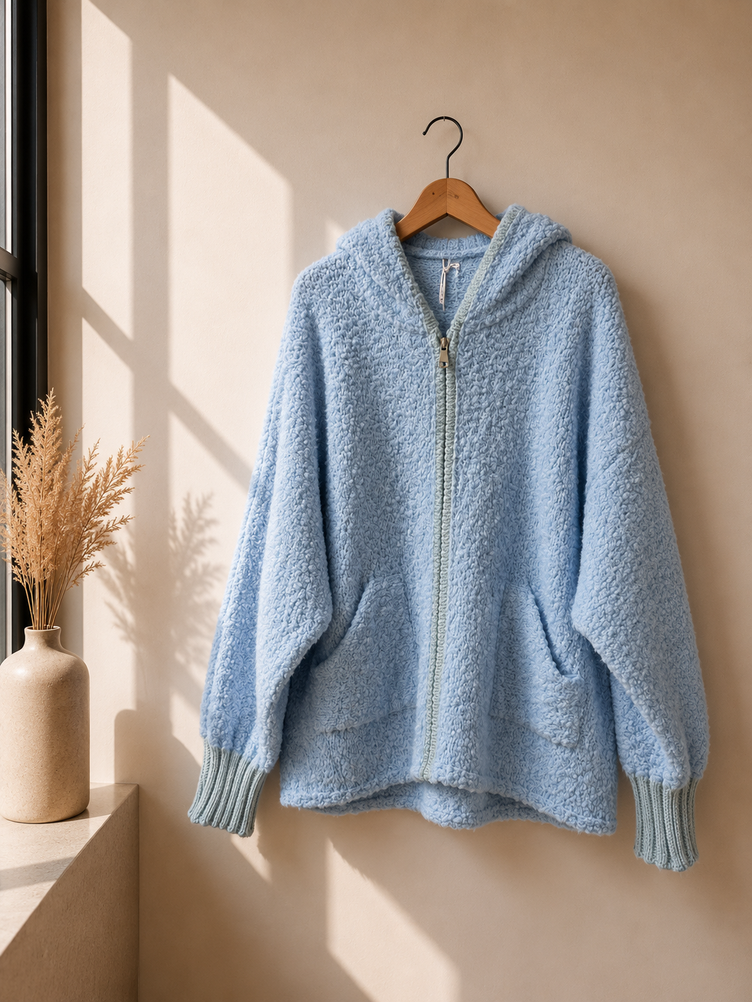 Kapuzen-Cardigan Boucle I SJ0025 I Made in Italy 34-40/42 Strickjacke