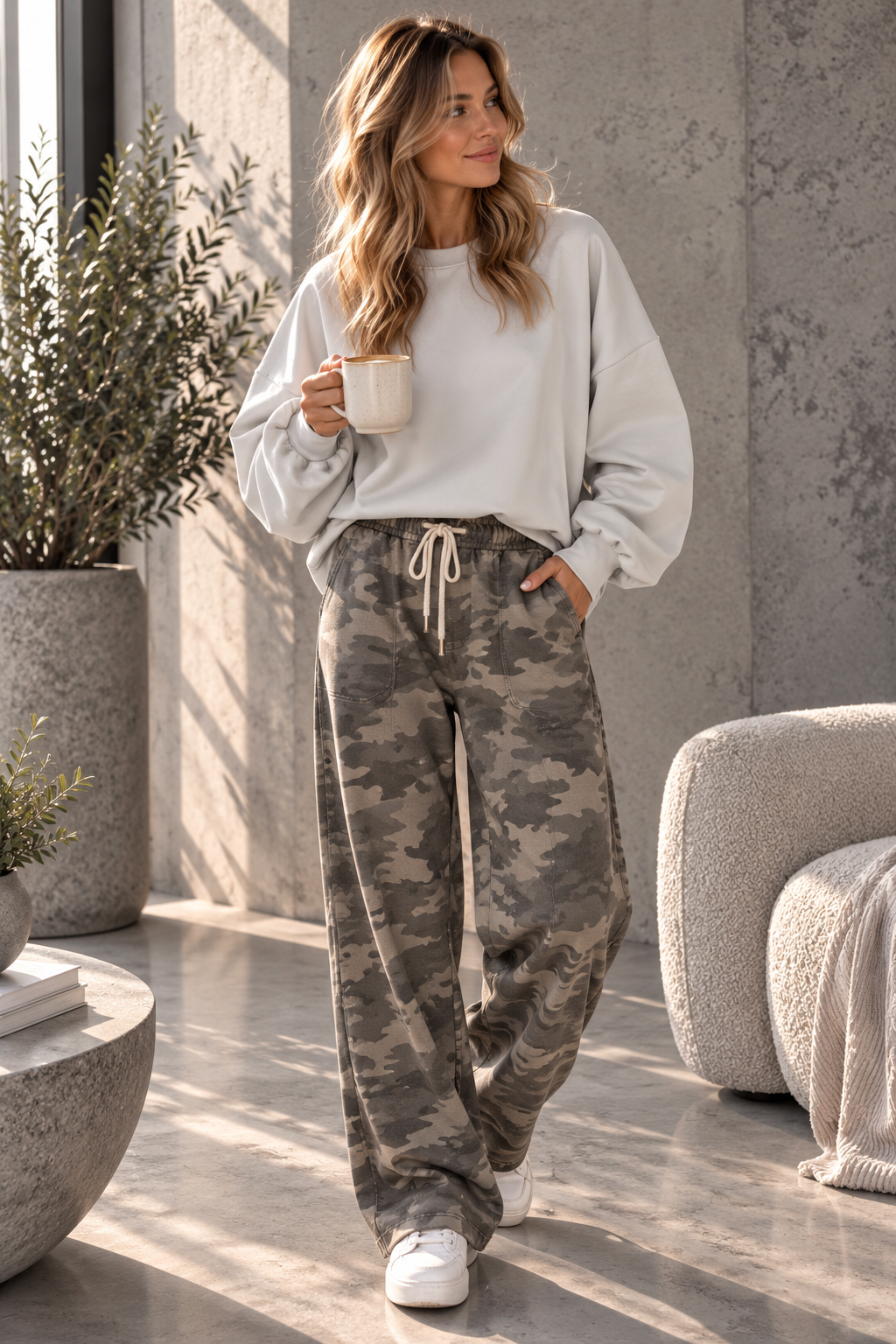 Ballon-Jogpant Amaris CAMOULFAGE HO0124 – lässige Basic Pants für jeden Tag Made in Italy 34-42/44
