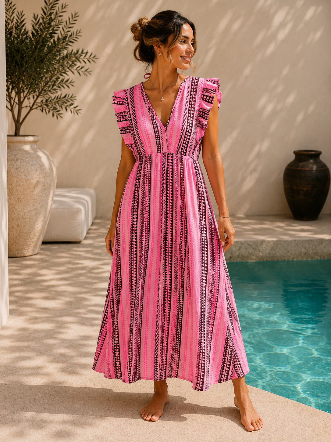 MUSSELIN LEO KLEID ZOE 34 - 42 Made in Italy ärmellos Rüsche