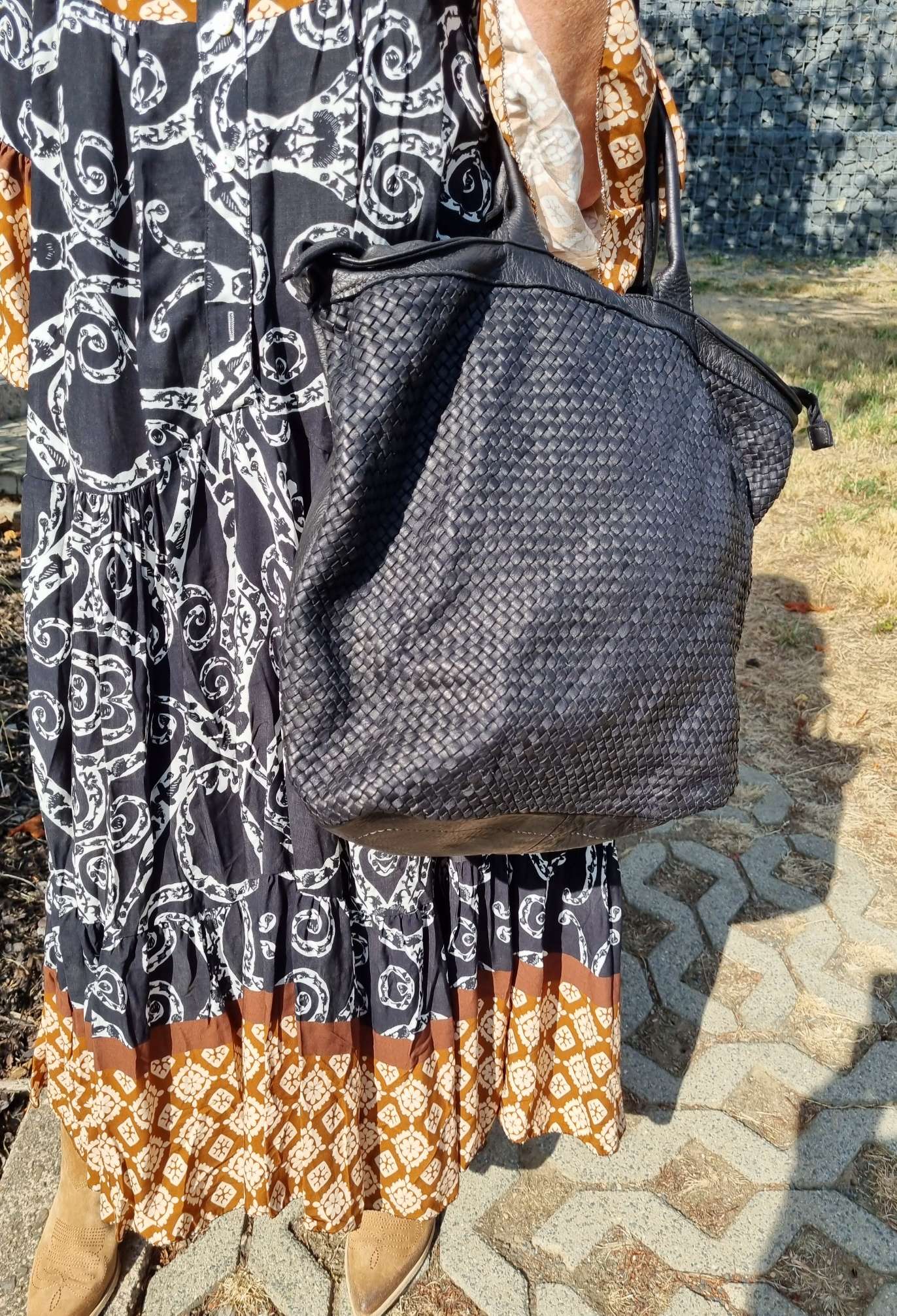 BIG LEDER SHOPPER BELISA SCHWARZ FEIN gewaschenes Leder Tasche geflochten Made in Italy Ledertasche BIG LEDER SHOPPER BELISA SCHWARZ FEIN gewaschenes Leder Tasche geflochten Made in Italy Ledertasche