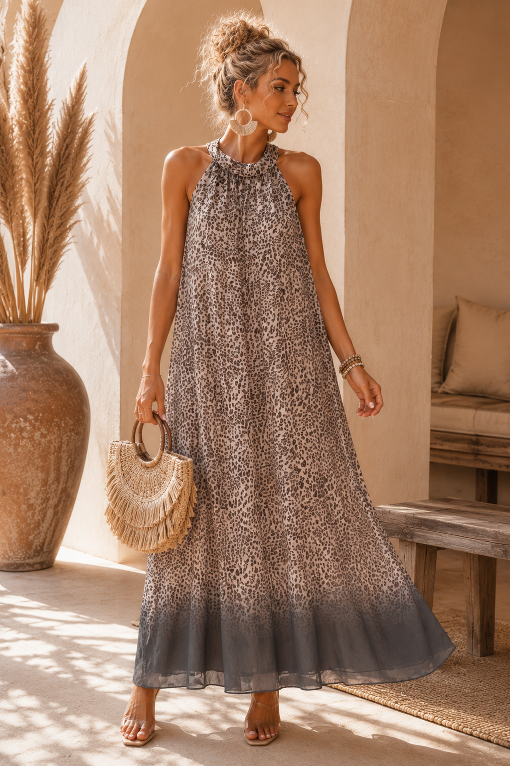Kleid ZAHRA – Eleganz mit trendigem Leo-Design  – Made in Italy  | Passend bis gute Größe 42