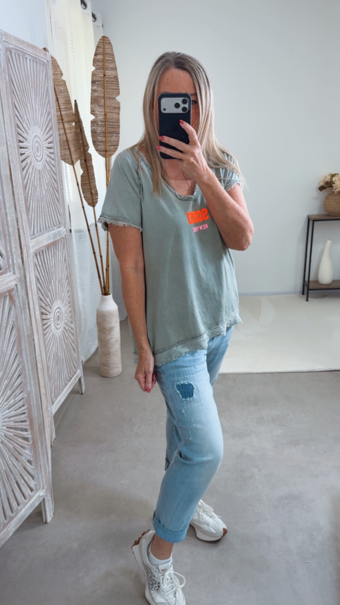 Basic T-Shirt „Marie Soho New York“ – Made in Italy 🌸 Größe 34 bis 42