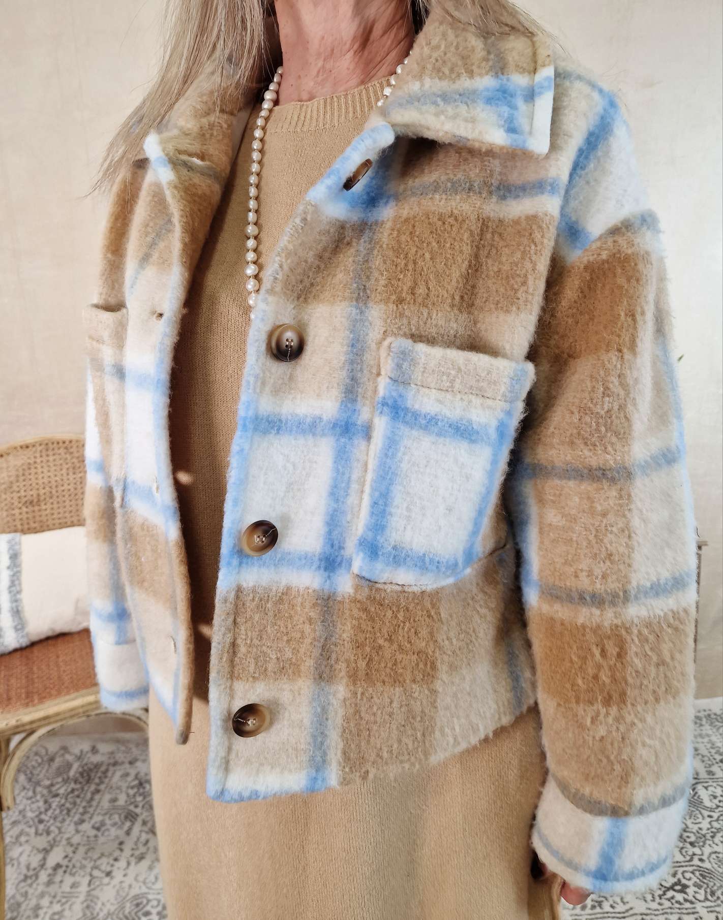 KARO WOLL JACKE KURZ MARIKO CAMEL 36-40 Made in Italy Winter Jacke Fleece COAT KARO WOLL JACKE KURZ MARIKO CAMEL 36-40 Made in Italy Winter Jacke Fleece COAT