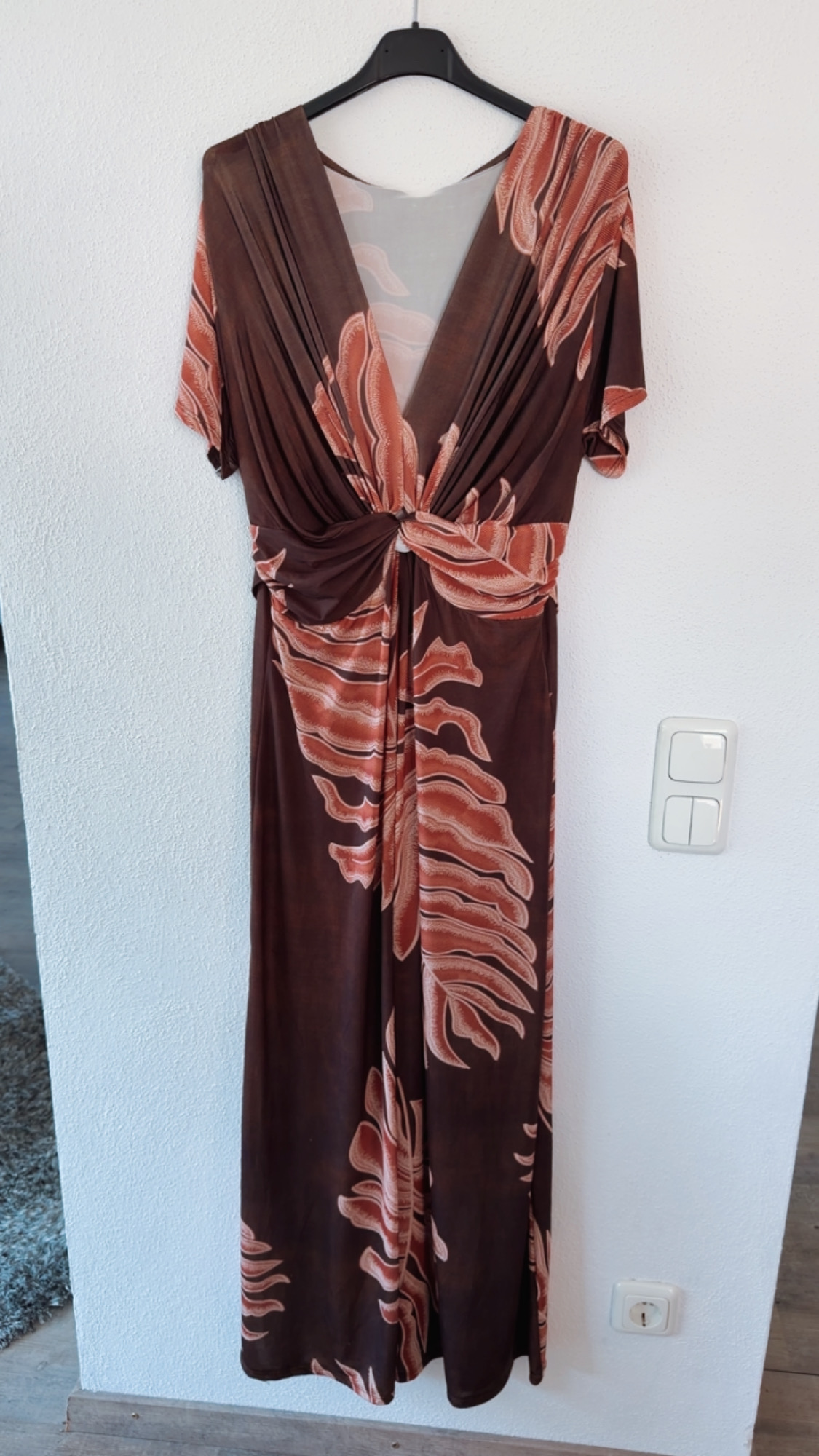 Maxi-Kleid „Alcudia“ LEAVES  – Made in Italy ZickZack Muster Gr. 34-42