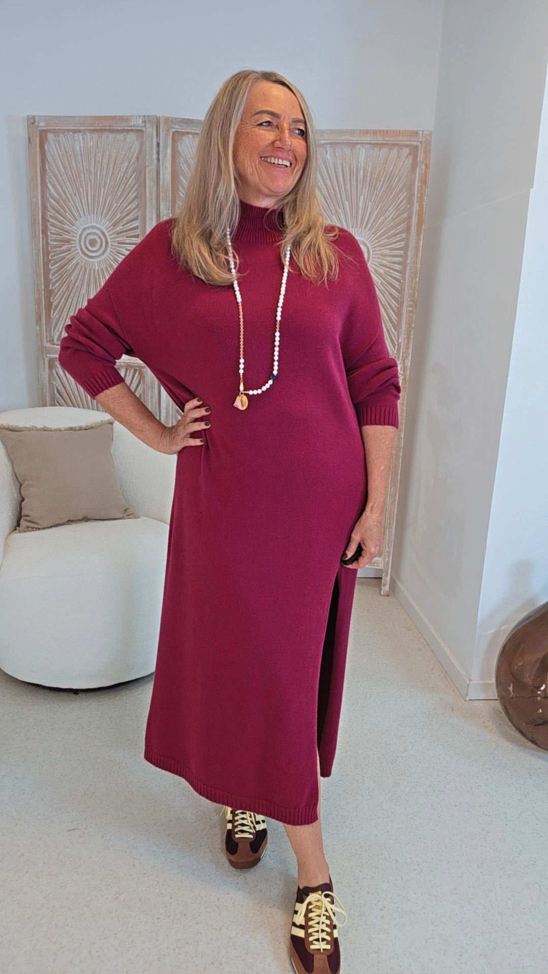 LANGES STRICK-KLEID LUNA 34-gute 42 Made in Italy 