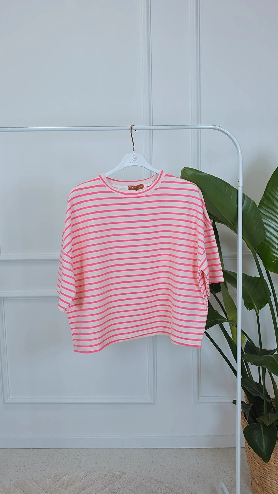 OVERSIZE SWEATER STRIPES TAMSIN Made in Italy 34-44 Kurzarm Sweatshirt