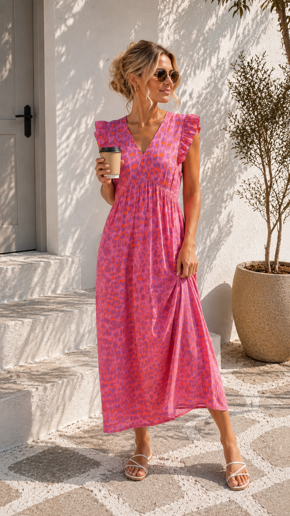 MUSSELIN LEO KLEID ZOE 34 - 42 Made in Italy ärmellos Rüsche