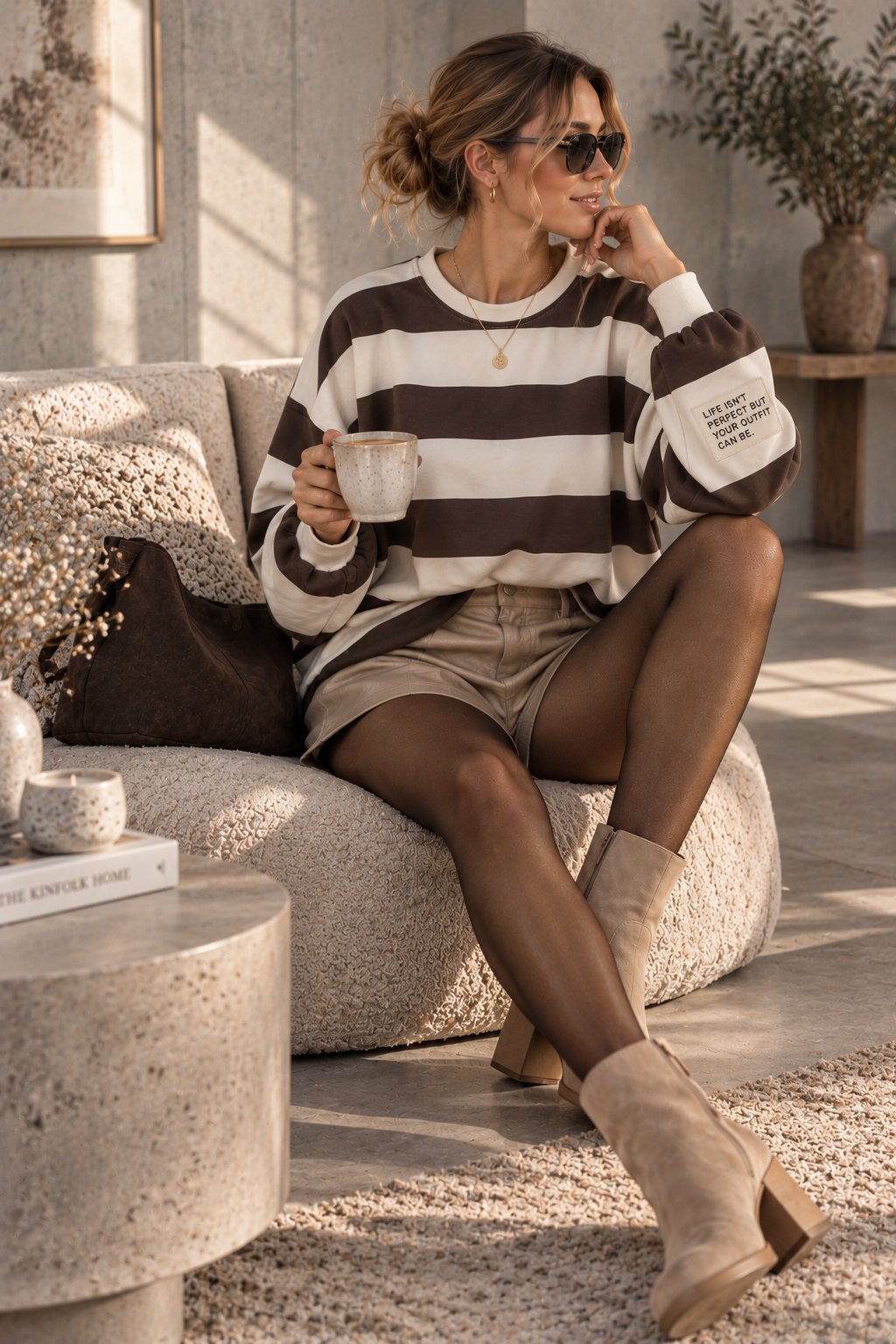Baumwoll Stripe Love Sweater mit PATCH I SW0128 I 34-42 / Made in Italy