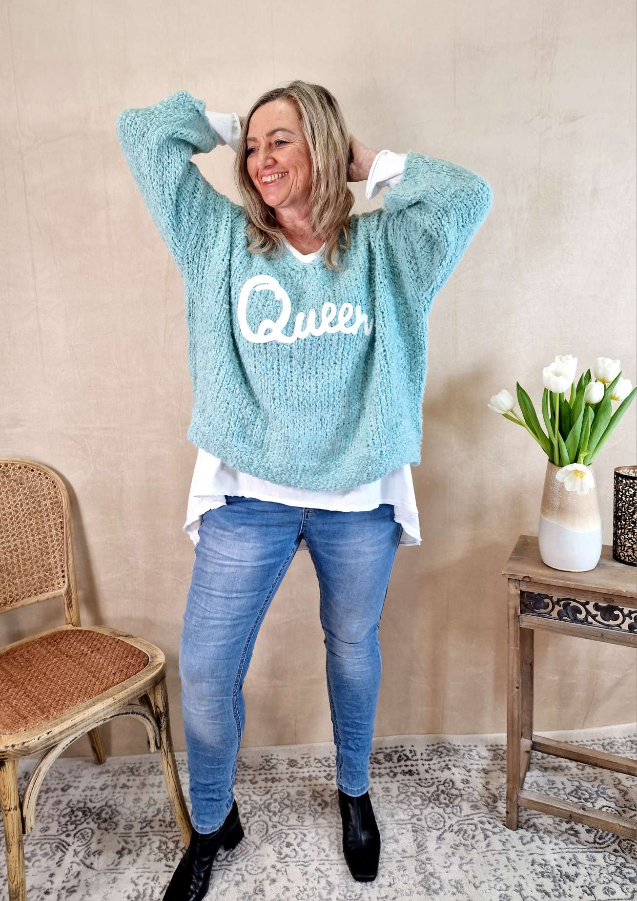 KNIT SWEATER QUEEN MINT 34-42 Made in Italy Strickpullover Pullover KNIT SWEATER QUEEN MINT 34-42 Made in Italy Strickpullover Pullover