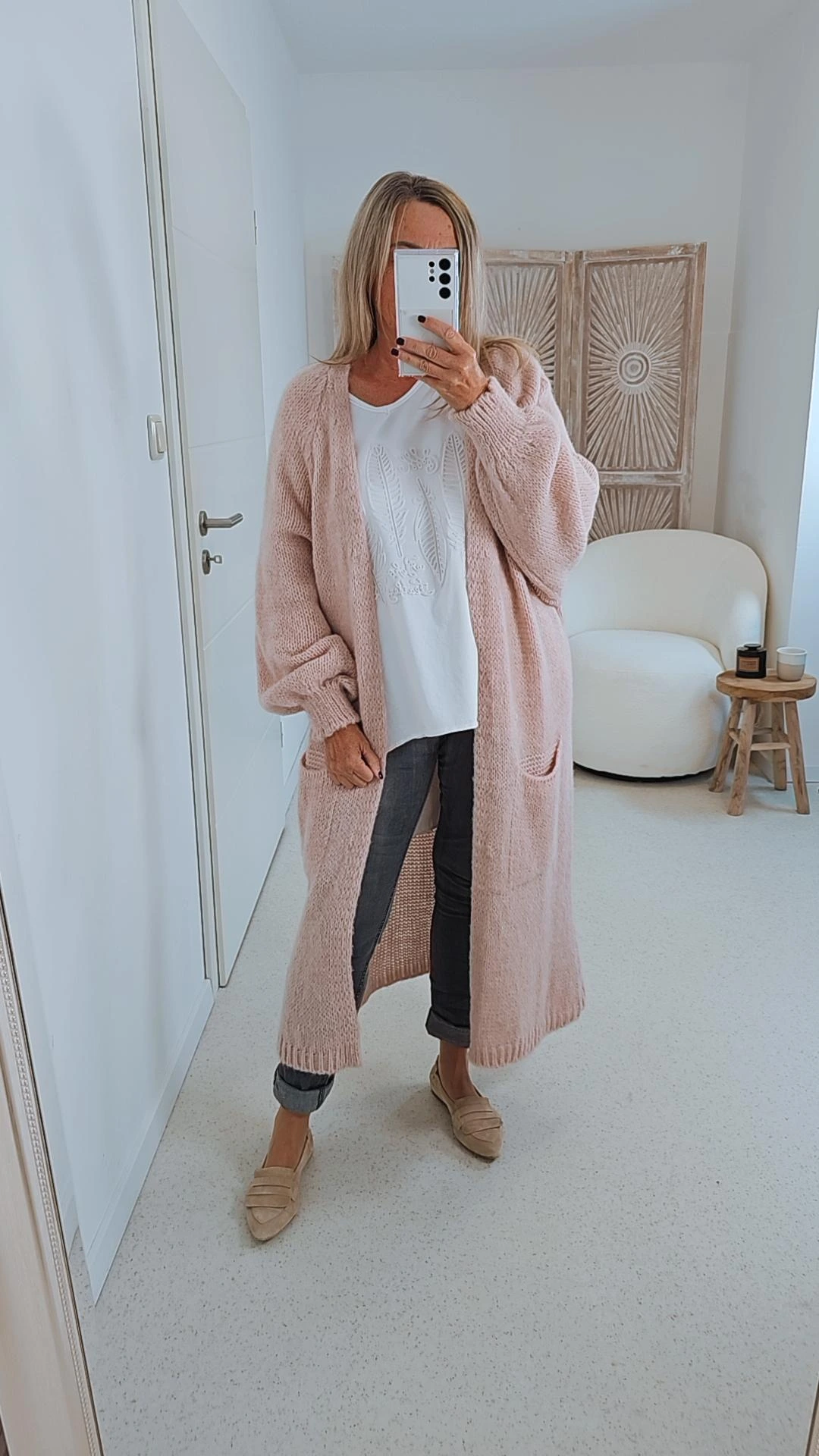 KNIT CARDIGAN SABINE LONG 34-42 Made in Italy lange Strick Jacke Mantel Oversize