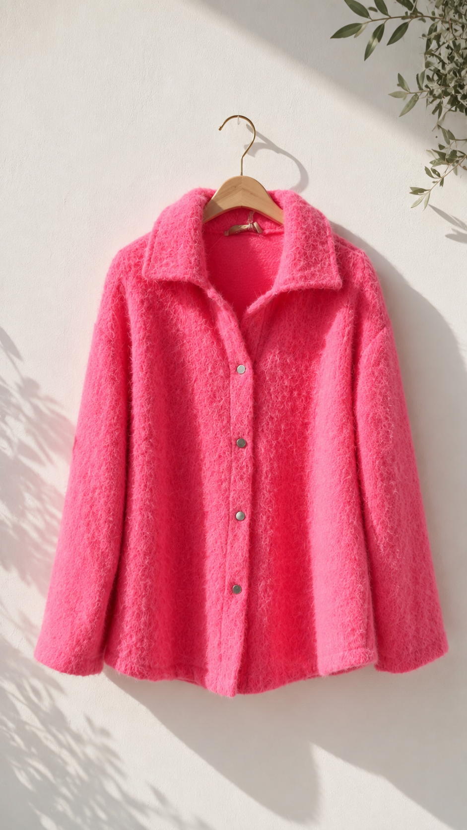 Hemdjacke No. JA014 | Flauschige Wolloptik | Made in Italy | Gr. 34–42