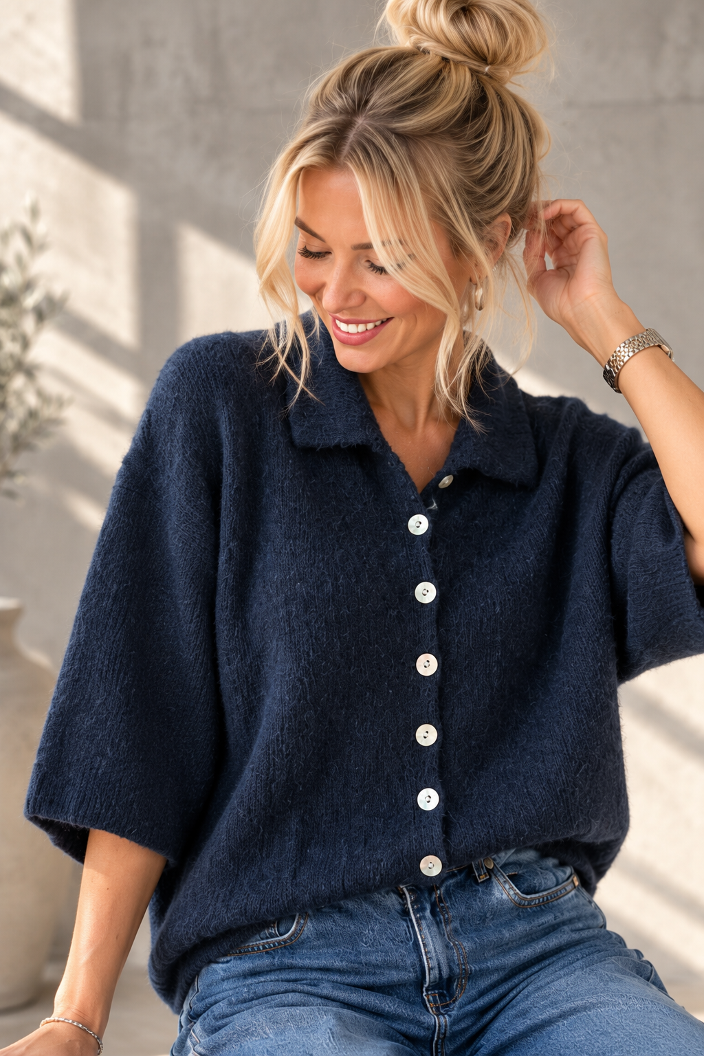 Cardigan Basic Alpaka Uni I ST0076 I Made in Italy 34-44 Strickjacke