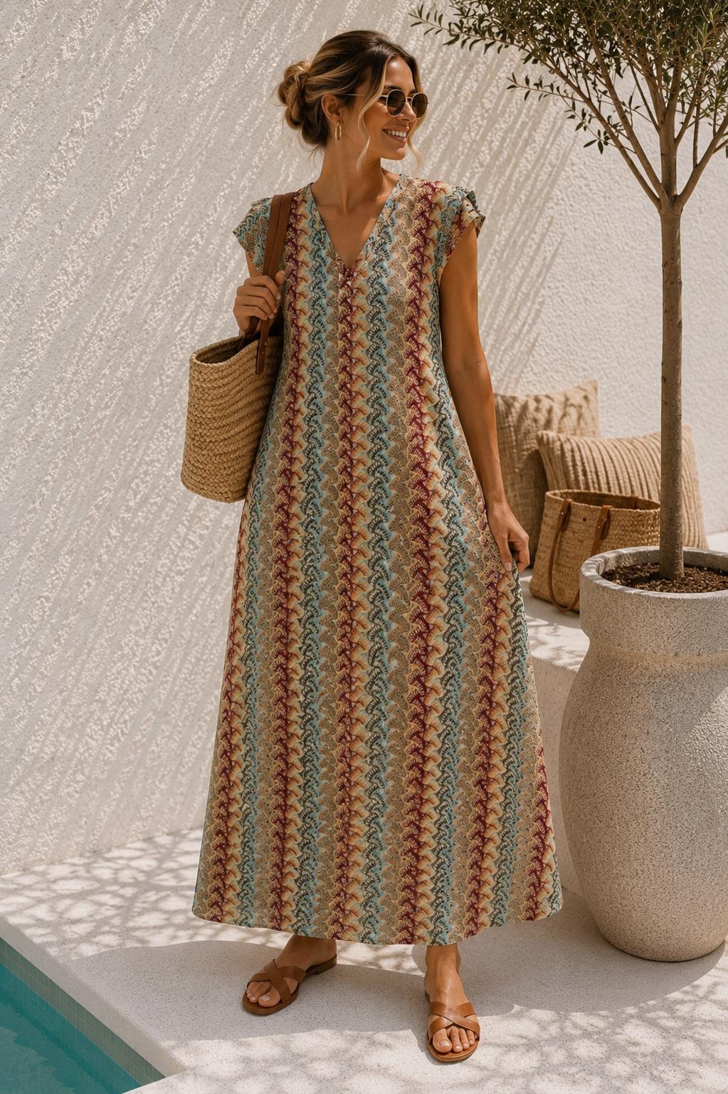 🌺🏝️✨ Sommer-Strickkleid Stromboli Mulitcolor Made in Italy 34-40/42