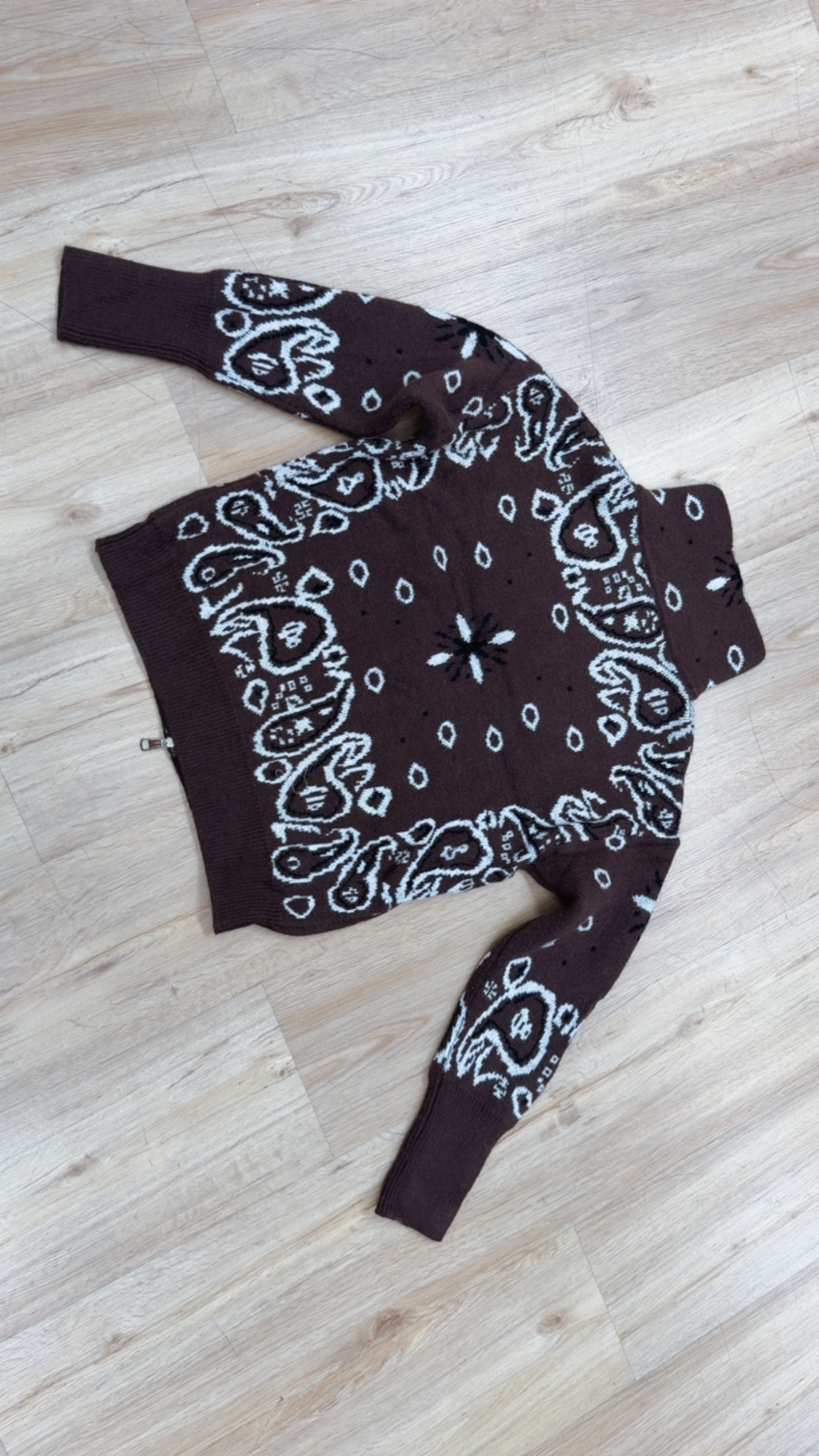 Zipper-Strickjacke mit Paisley-Muster SJ0165 I Made in Italy 34-40/42