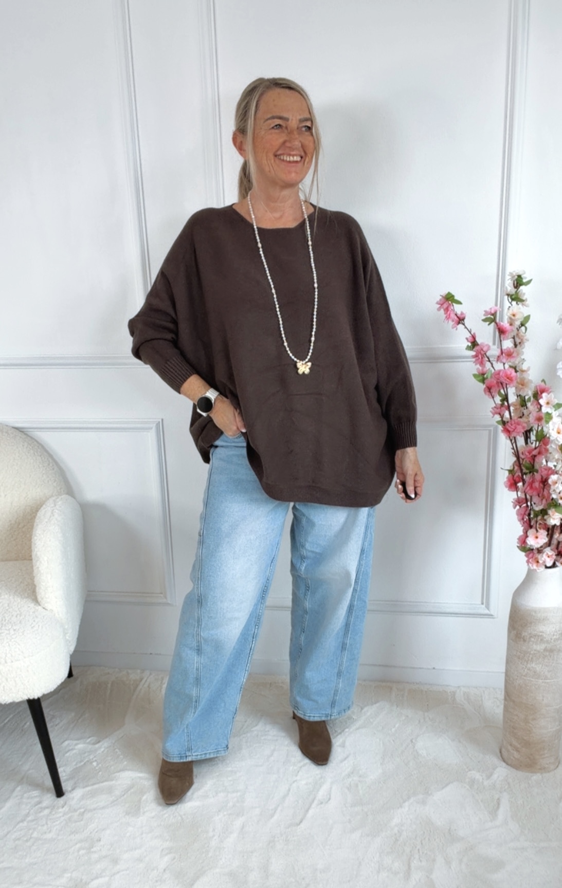 MAXI-PULLOVER LEVI unifarben 34-44/46 Made in Italy Viskose