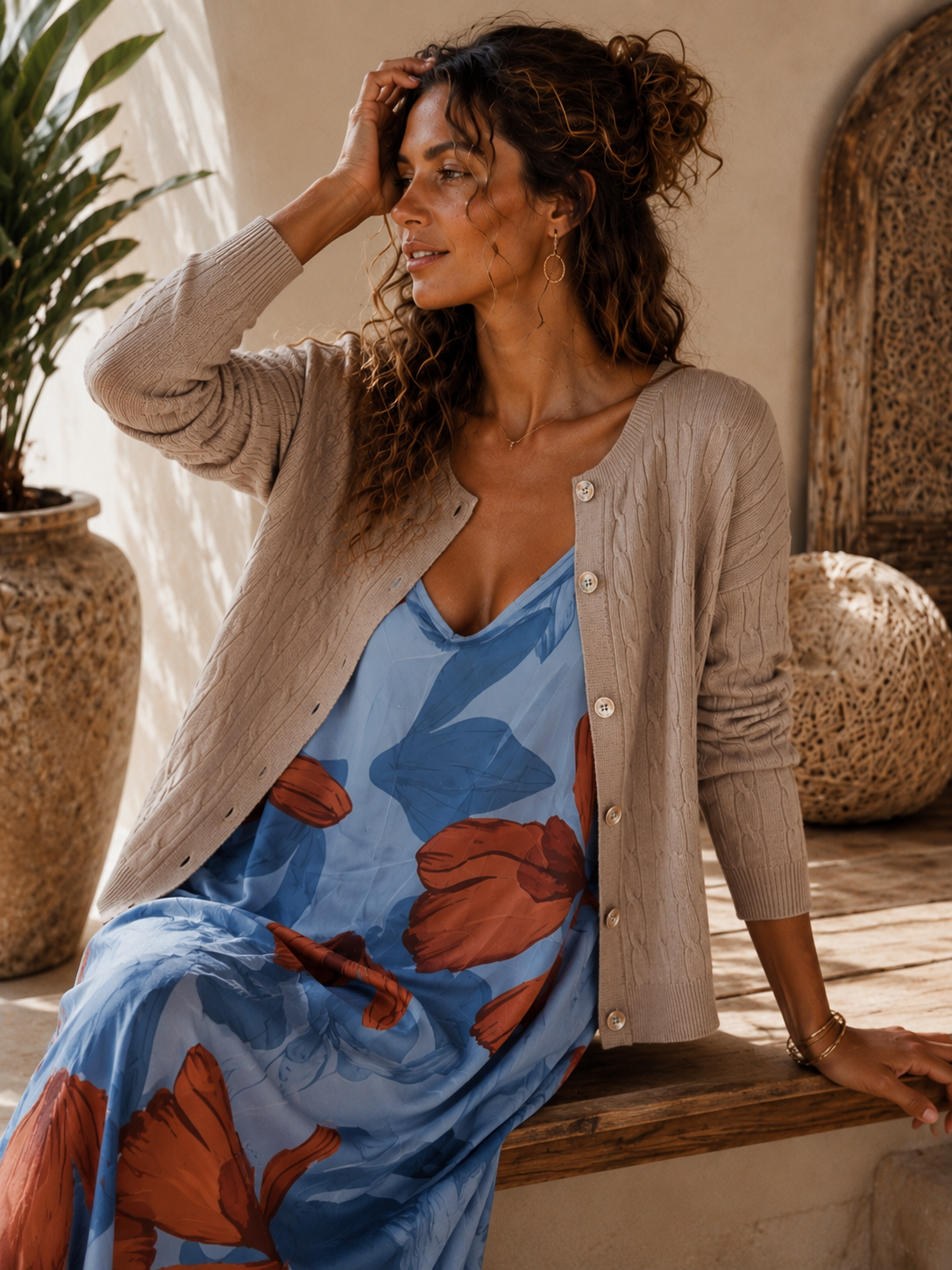 🌸 Maxikleid Dahlia mit floralem Print – Made in Italy 34-42