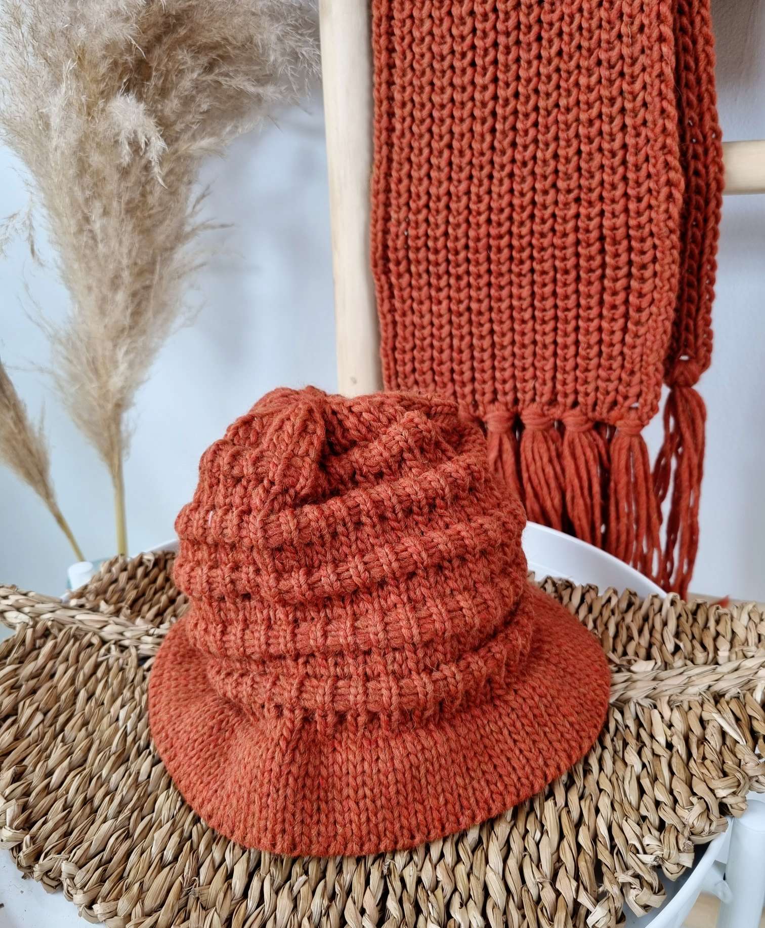 EDLER FISCHERHUT BELLADONNA ROST Strick Hut Mütze Made in Italy