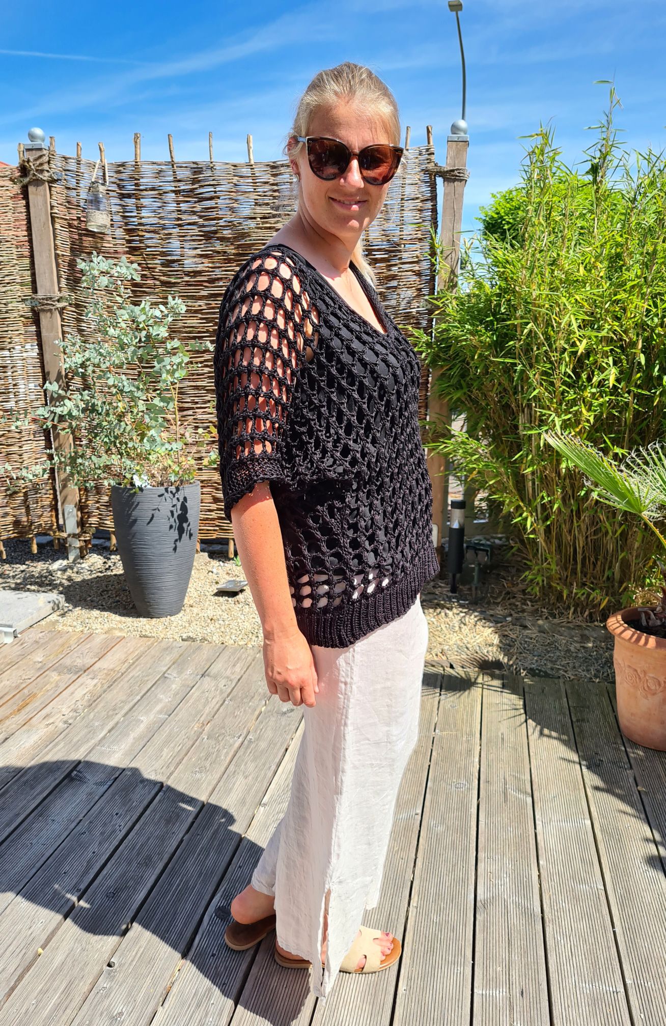 LOCHSTRICK PULLOVER KALYMNOS SCHWARZ 32-42 Made in Italy dünner Sommer Pullover Shirt Knit Sweater LOCHSTRICK PULLOVER KALYMNOS SCHWARZ 32-42 Made in Italy dünner Sommer Pullover Shirt Knit Sweater