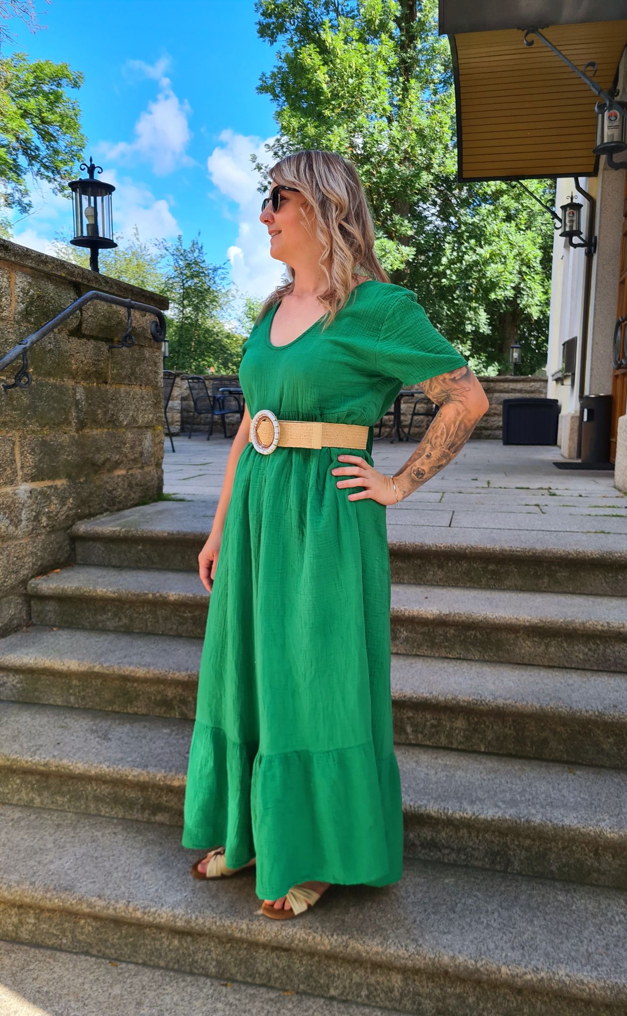 MUSSELIN TUNIKA DRESS LARISA GRÜN 34-42 Made in Italy Maxi Kleid Oversize Hängerchen MUSSELIN TUNIKA DRESS LARISA GRÜN 34-42 Made in Italy Maxi Kleid Oversize Hängerchen