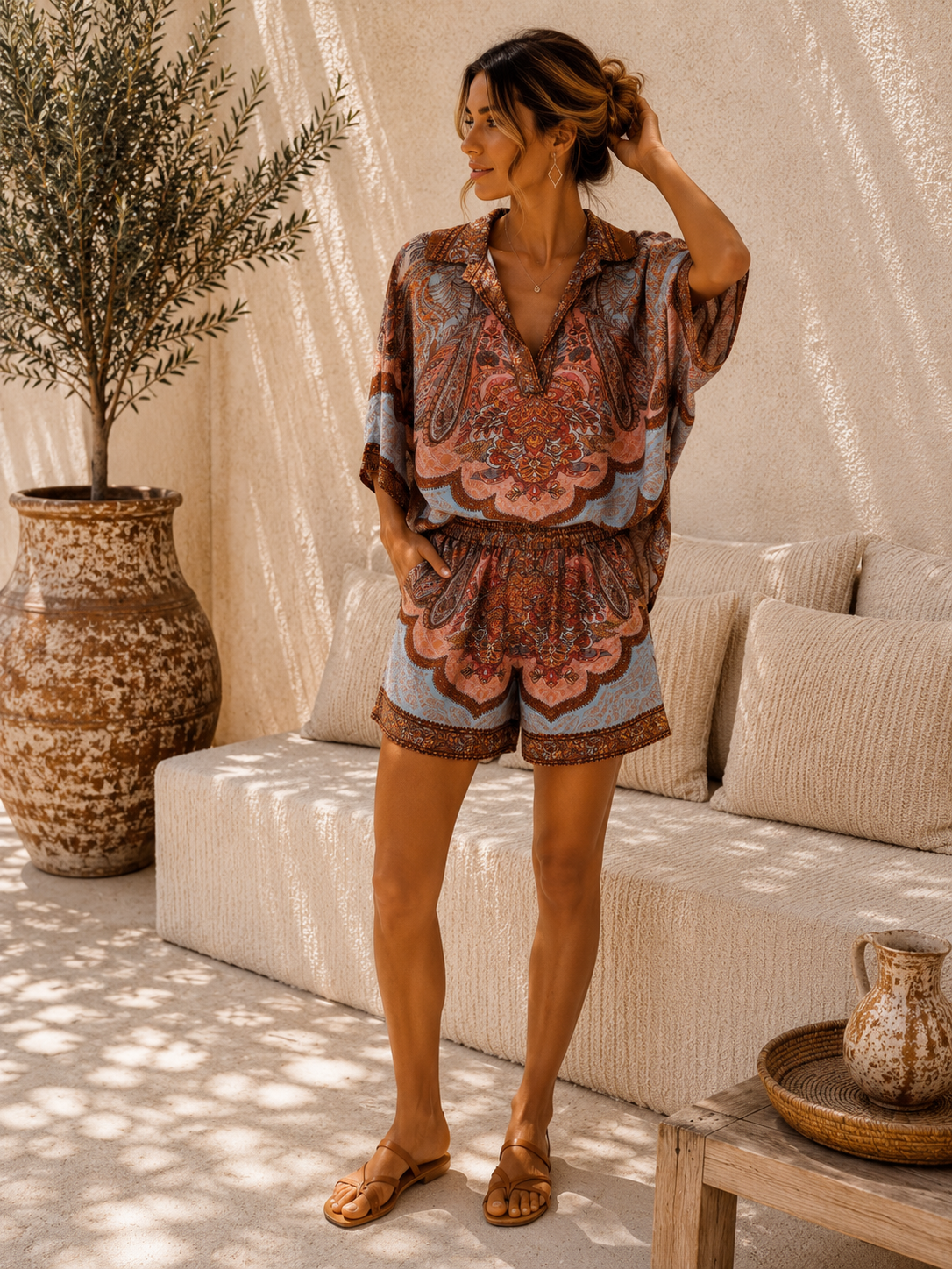 Exklusiv Silky Signature Set „Calista“ ✨ Shirt & Short Made in Italy 34-42
