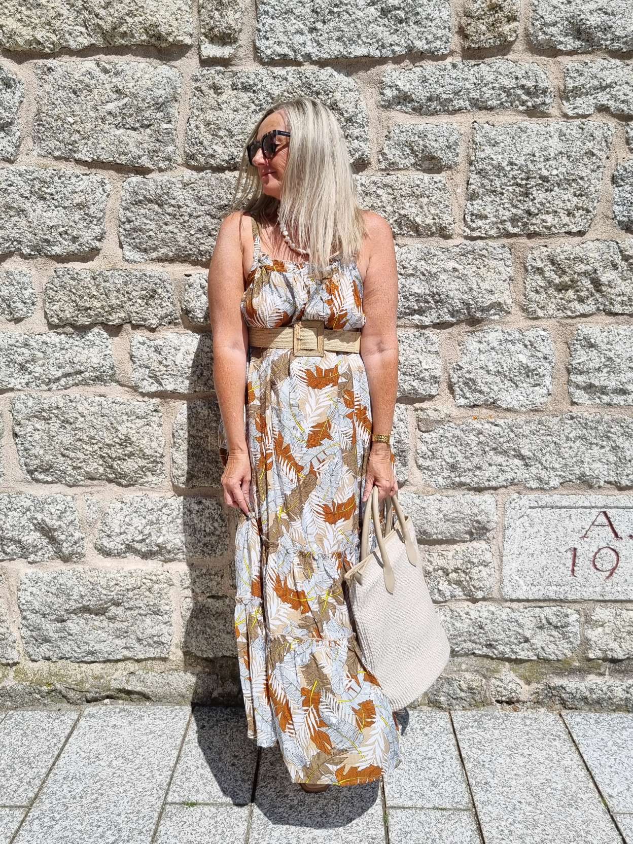 SPAGHETTI DRESS CARMEN NATUR 36-42 Italy Style Maxi Kleid Sommer Strandkleid LEAVES Italy Style SPAGHETTI DRESS CARMEN NATUR 36-42 Italy Style Maxi Kleid Sommer Strandkleid LEAVES Italy Style