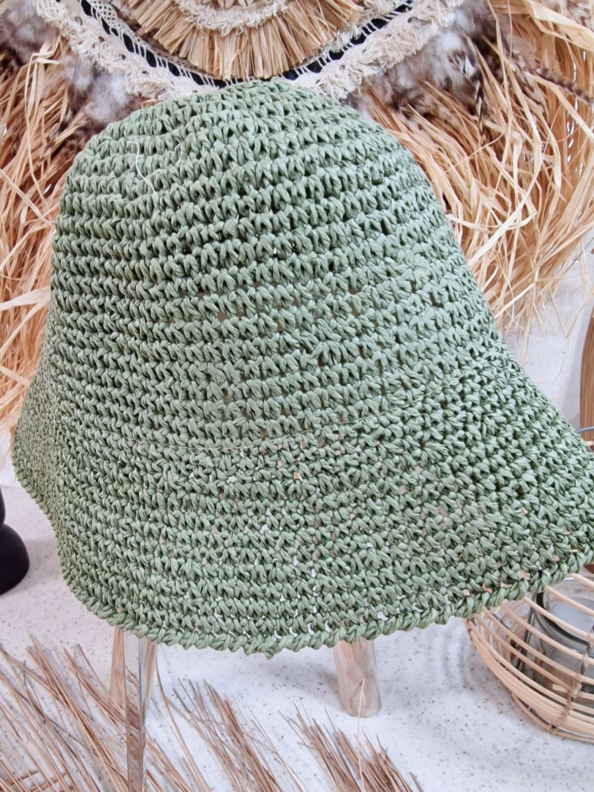FISHER HAT EGON GRÜN Italy Design Fischerhut Sonnenhut Stroh Hut Sommerhut verstellbar YM0754