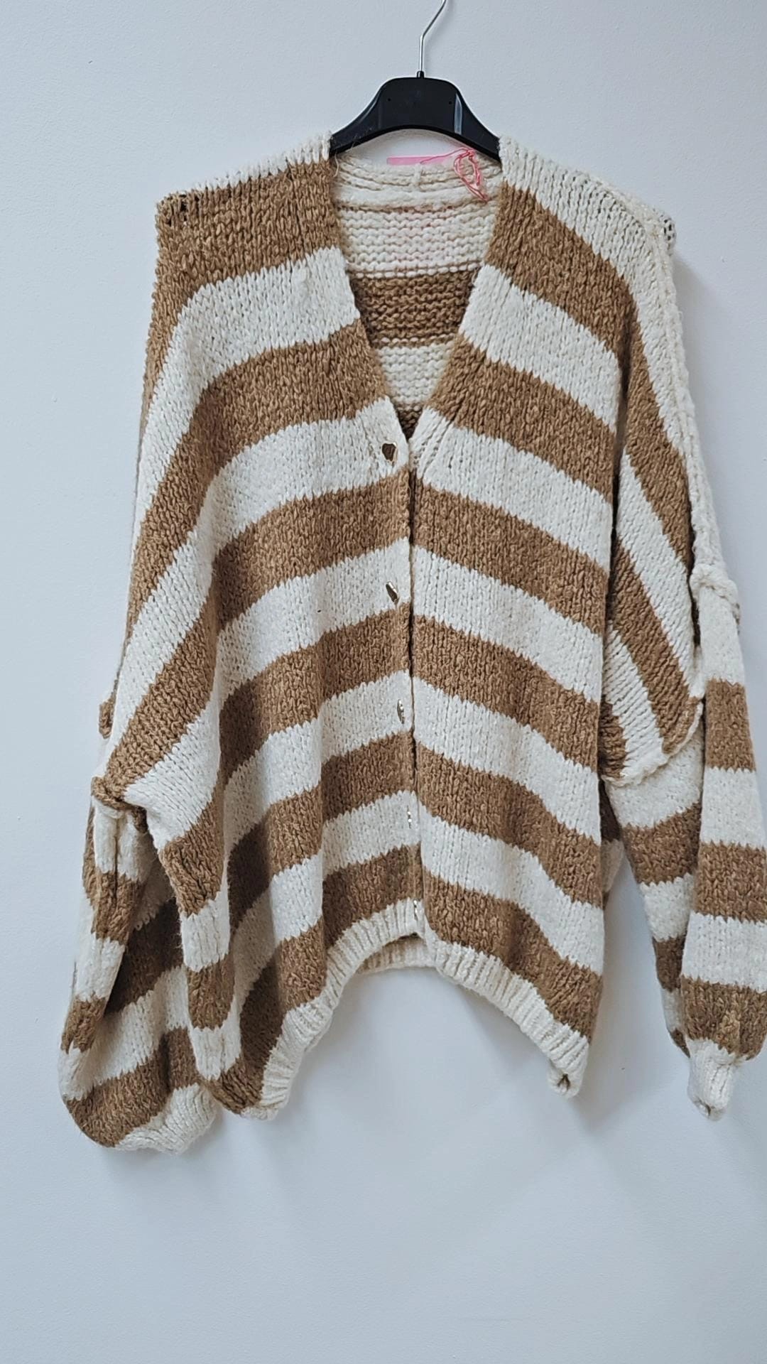 STRICKJACKE CARDIGAN BLOCKSTREIFEN Made in Italy Gr. 36 - 46 SJ0110