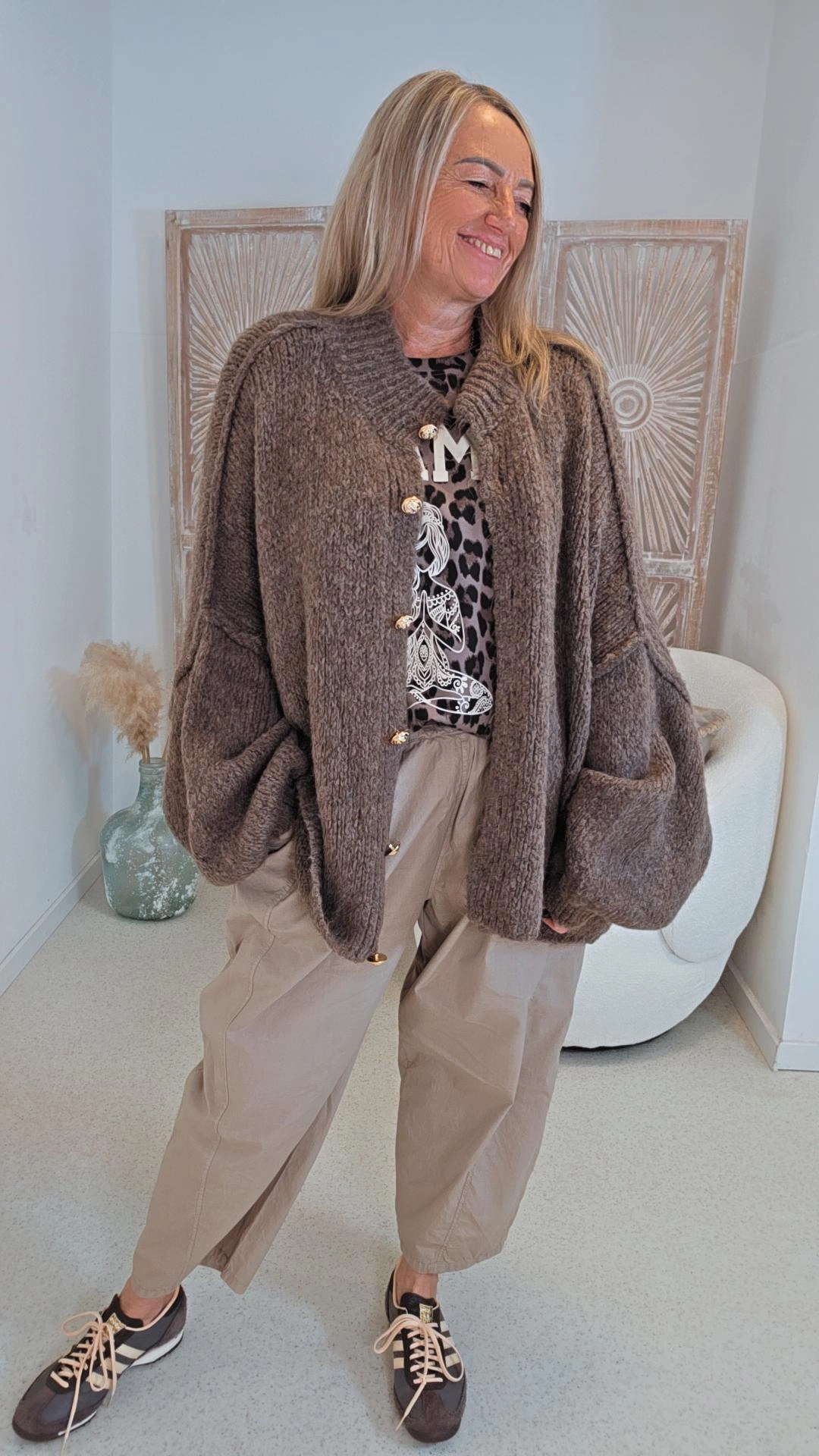 OVERSIZE STRICK-CARDIGAN MALI Made in Italy 34 - 50 