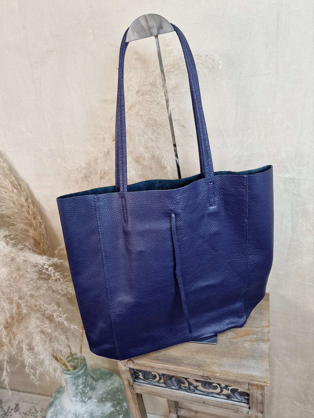 BASIC LEDER SHOPPER MARA AUBERGINE Made in Italy Ledertasche Tasche BASIC LEDER SHOPPER MARA AUBERGINE Made in Italy Ledertasche Tasche