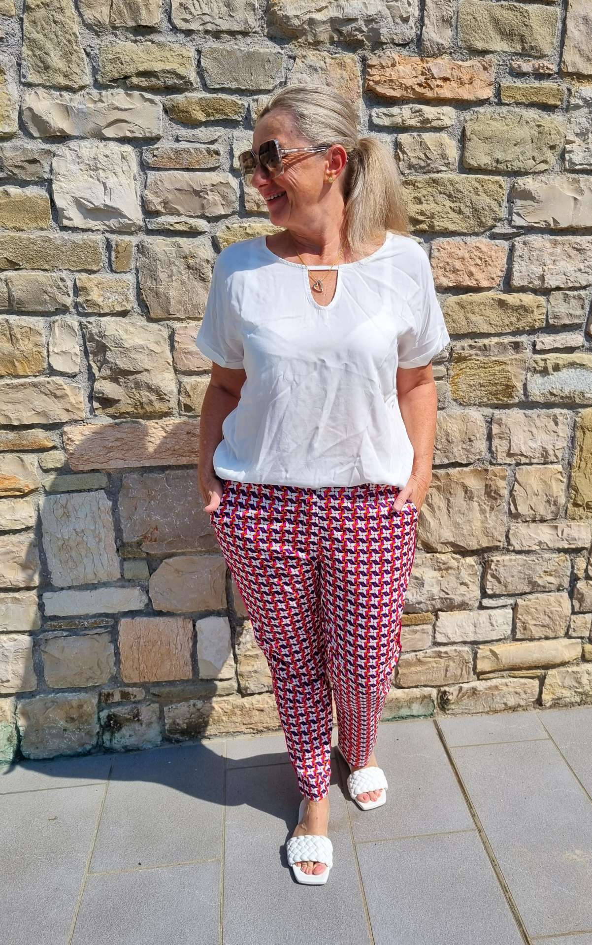 BASIC PANT VIVIAN PINK - Made in Italy dünne Sommer Hose Jogpant Variantenartikel BASIC PANT VIVIAN PINK - Made in Italy dünne Sommer Hose Jogpant Variantenartikel
