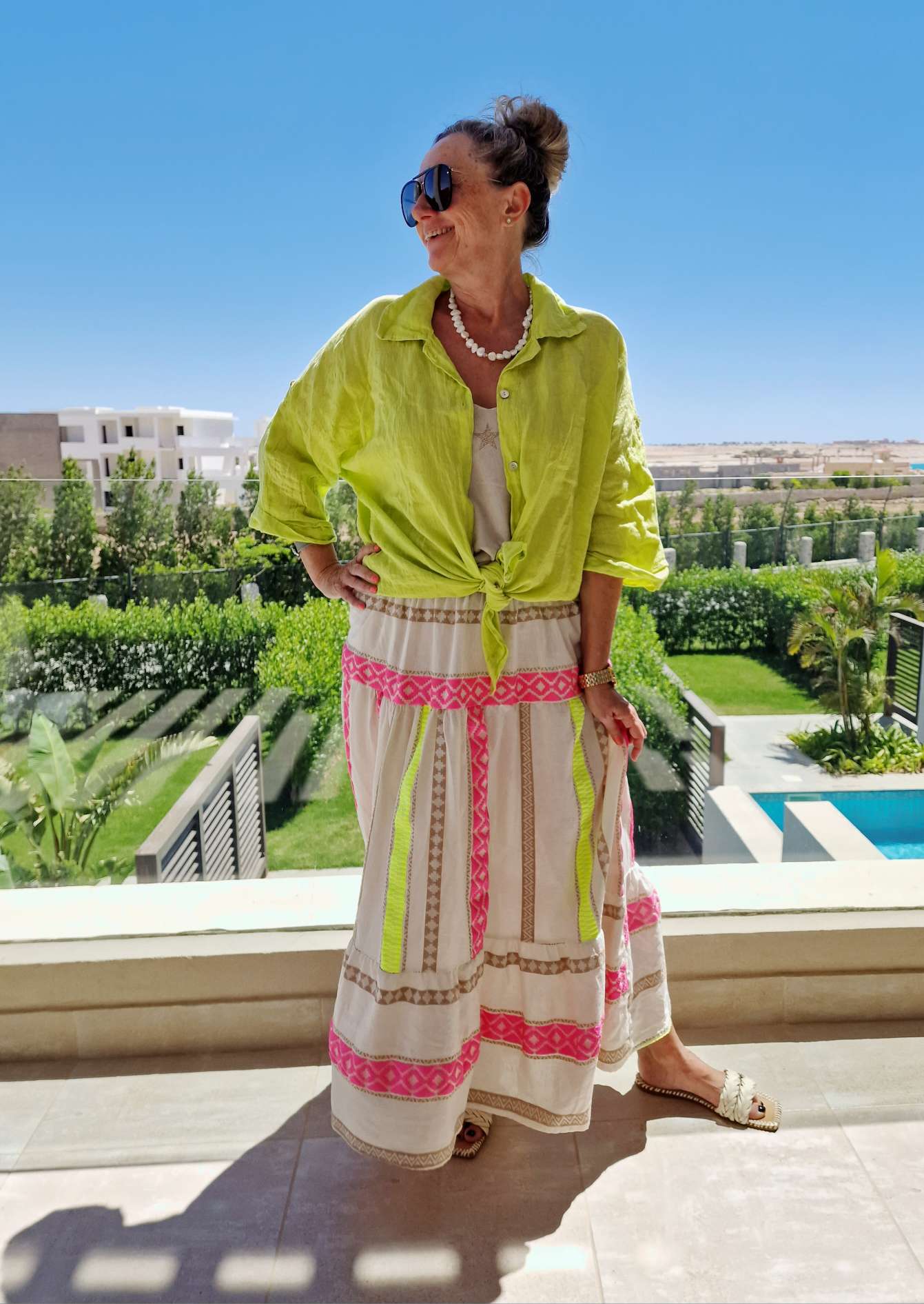 MAXI SKIRT RUANDA PINK GELB 34-40 Made in Italy Maxi Rock Damenrock MAXI SKIRT RUANDA PINK GELB 34-40 Made in Italy Maxi Rock Damenrock