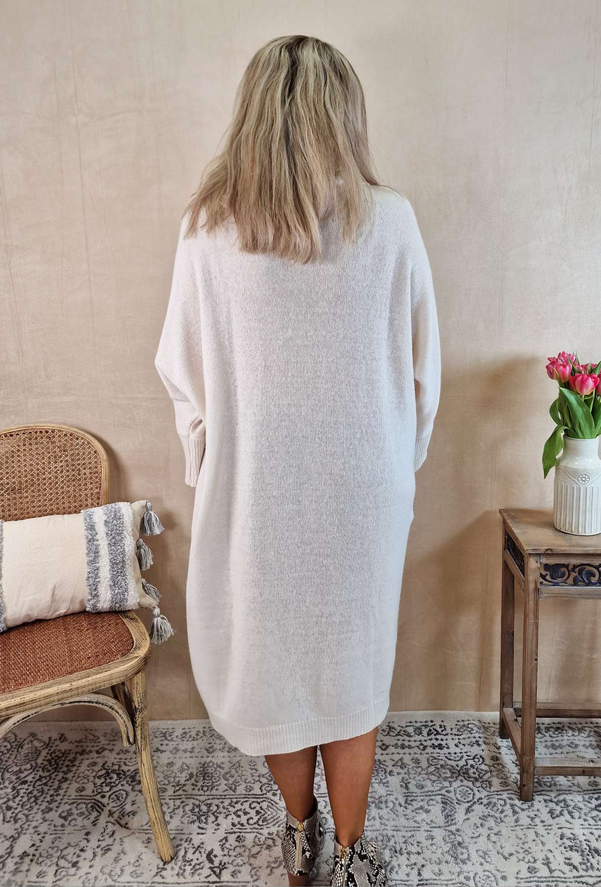 CASHMERE DRESS STELLA CREME 34-44 Made in Italy Strick Kleid Long Pullover CASHMERE DRESS STELLA CREME 34-44 Made in Italy Strick Kleid Long Pullover
