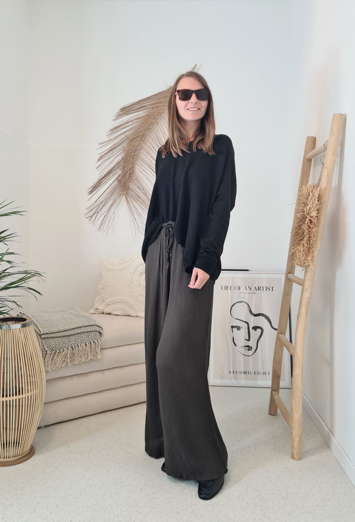 EDLE HOSE INESSA DUNKELBRAUN Viskose Hose Made in Italy Palazzohose PANT Musselin Art 34-40 EDLE HOSE INESSA DUNKELBRAUN Viskose Hose Made in Italy Palazzohose PANT Musselin Art 34-40