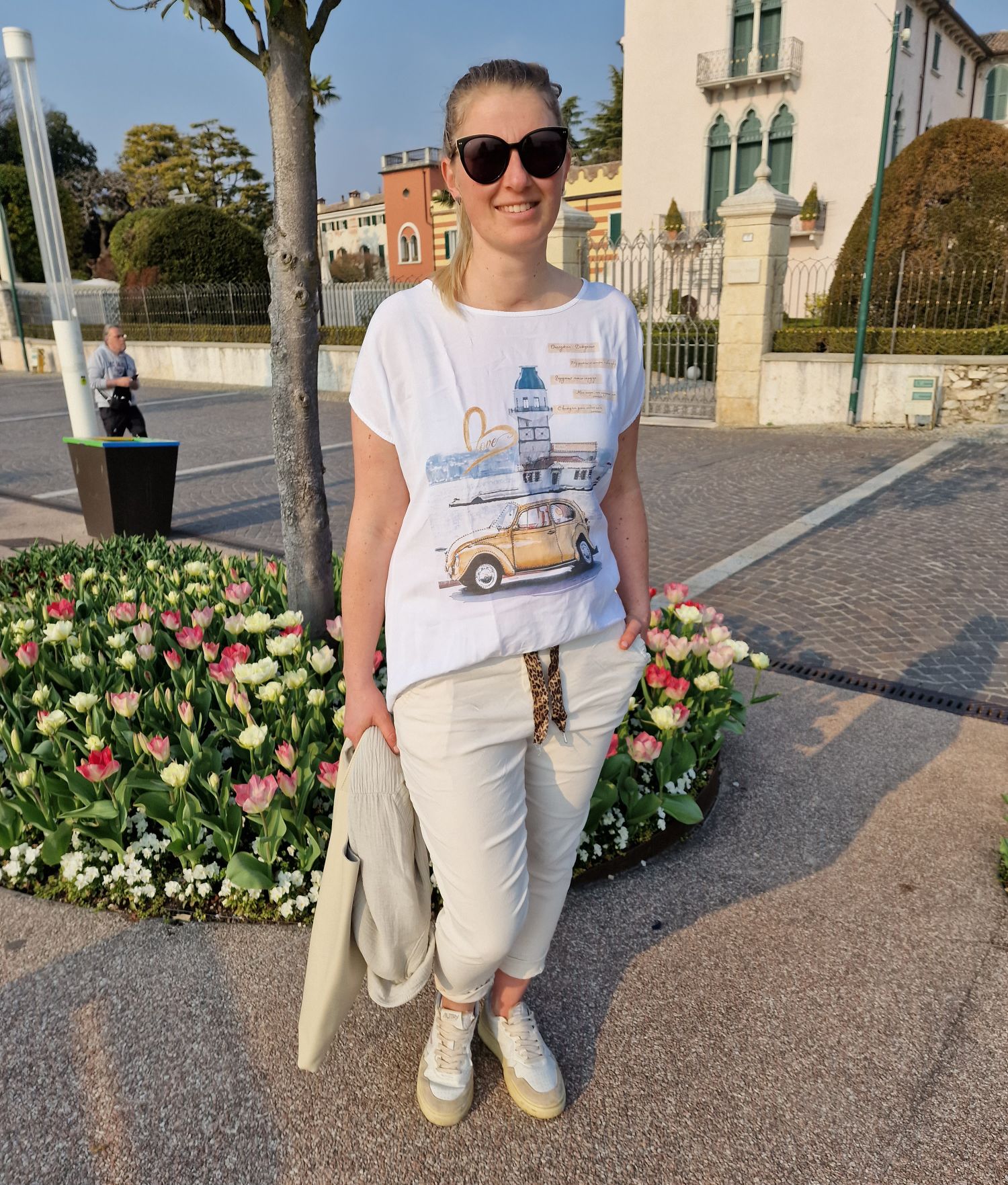 JOGPANT MARY BEIGE 34-42 Made in Italy Hose bequeme Freizeithose Leo Details