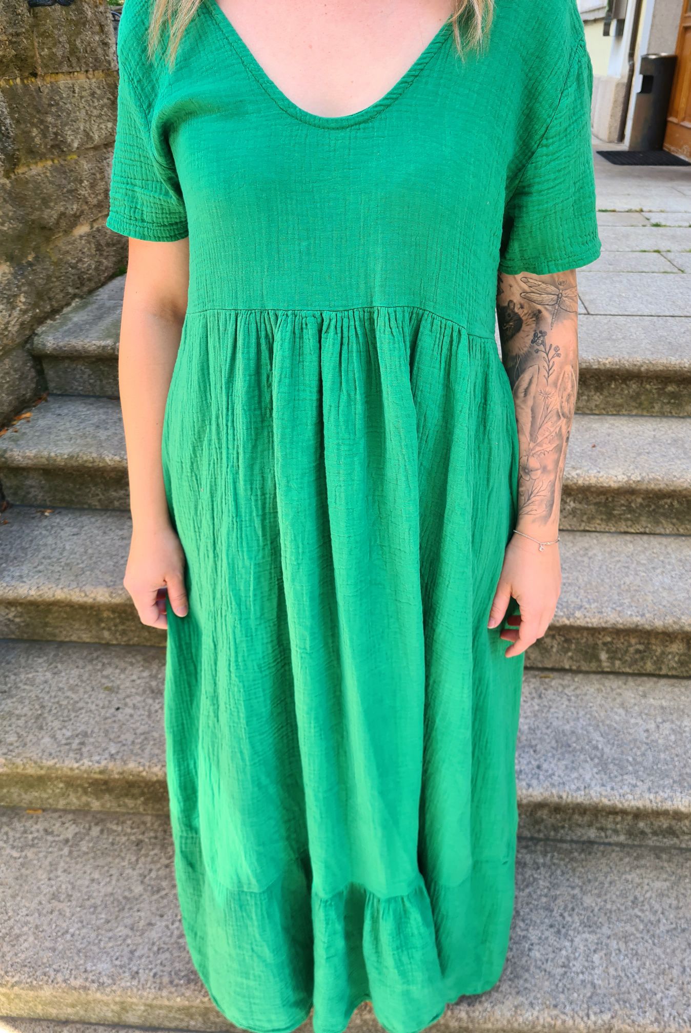 MUSSELIN TUNIKA DRESS LARISA GRÜN 34-42 Made in Italy Maxi Kleid Oversize Hängerchen MUSSELIN TUNIKA DRESS LARISA GRÜN 34-42 Made in Italy Maxi Kleid Oversize Hängerchen
