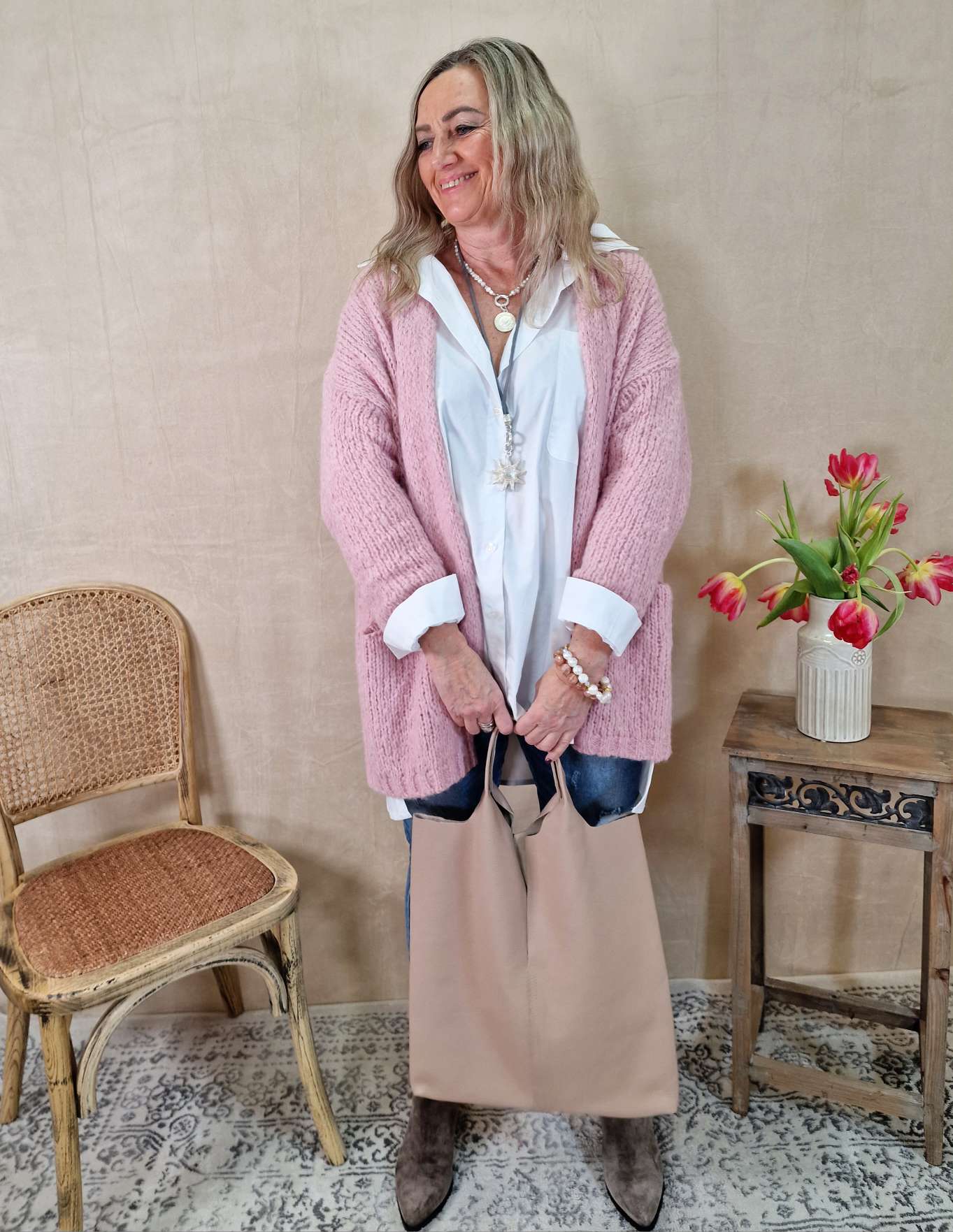 KNIT CARDIGAN JANA ROSA 34-42 Made in Italy kurze Strickjacke KNIT CARDIGAN JANA ROSA 34-42 Made in Italy kurze Strickjacke