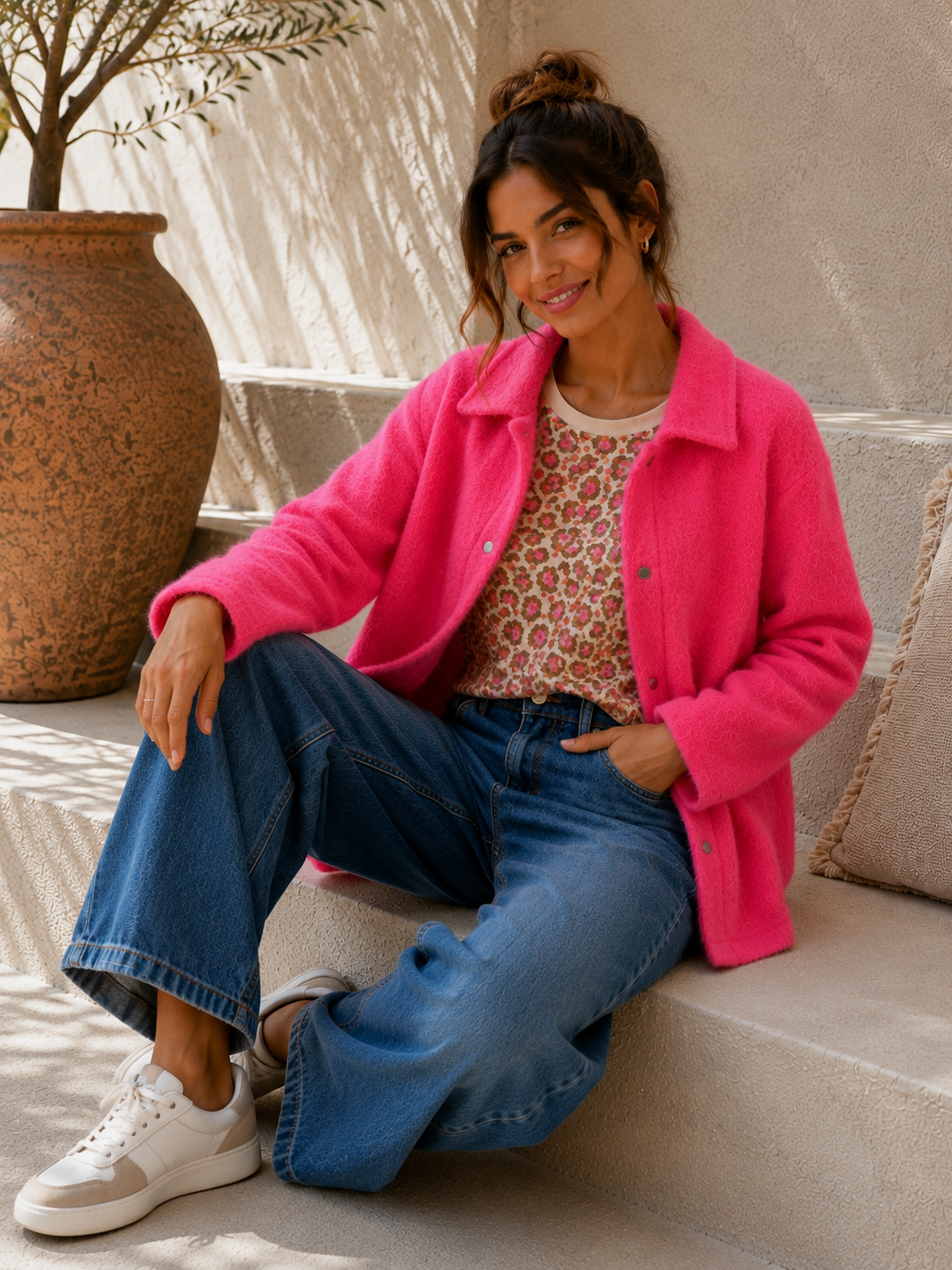 Hemdjacke No. JA014 | Flauschige Wolloptik | Made in Italy | Gr. 34–42