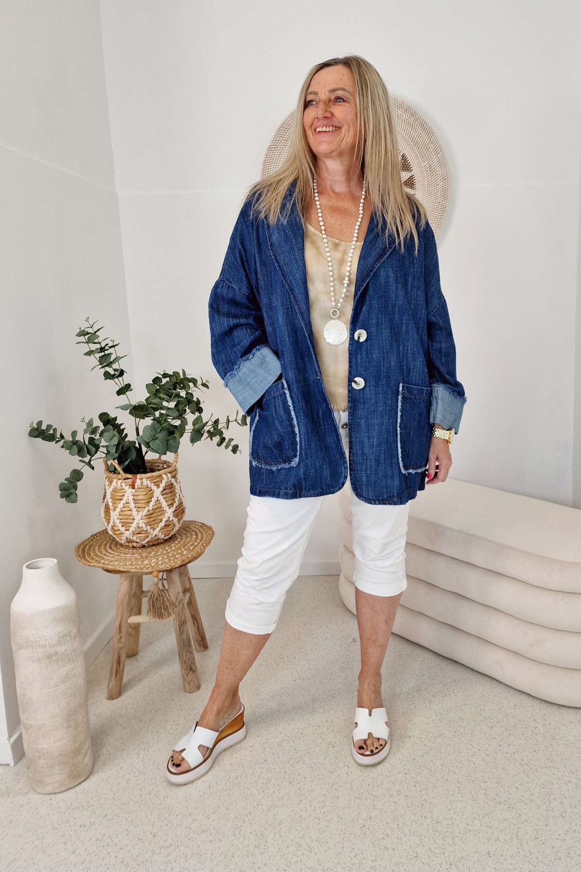 JEANS BLAZER TIMO DARK BLUE 34-42 Made in Italy Oversize Anzug Jacke JEANS BLAZER TIMO DARK BLUE 34-42 Made in Italy Oversize Anzug Jacke