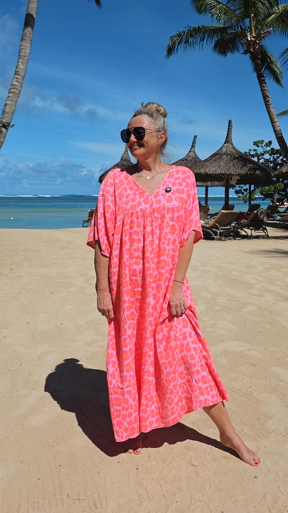 MUSSELIN OVERSIZE DRESS MAURITIUS BIG LEO Kurzarm Kleid Made in Italy 34-44/46