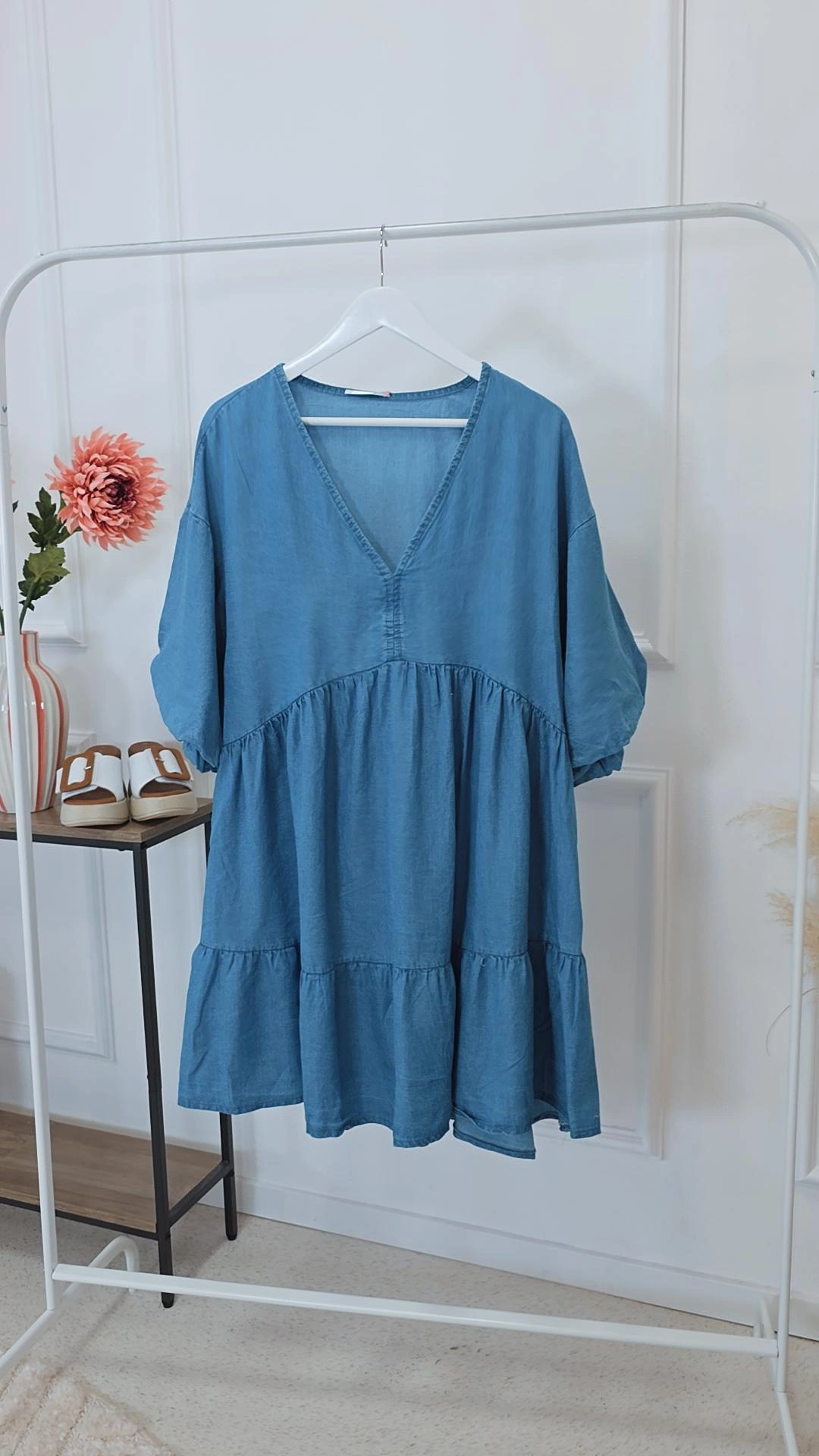 JEANS KLEID KURZ ANSTASIA 34 - 42 Made in Italy Lyocell KURZ