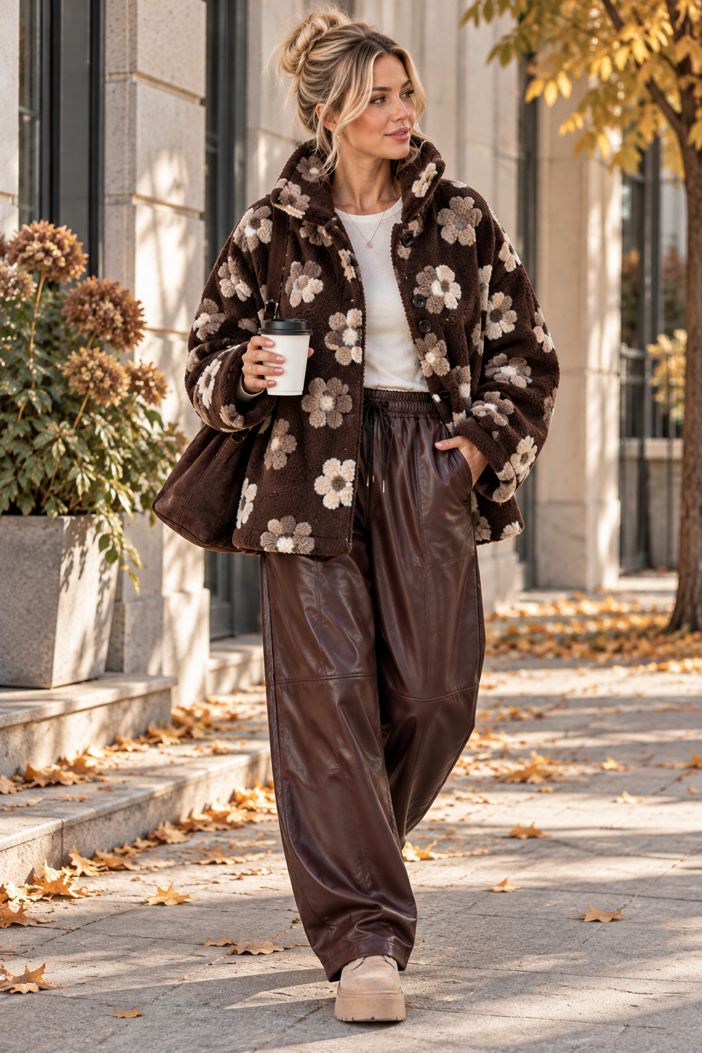 Exklusive Teddyjacke mit 3D-Blüten TJ0193 I Made in Itlay 34-42